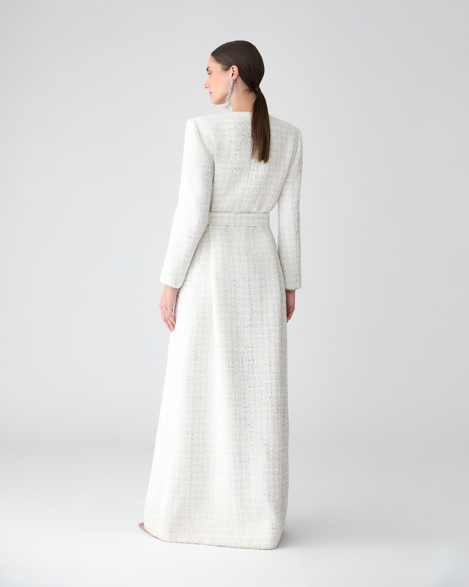 Tweed Coat with Raindrop Embroidery - 3