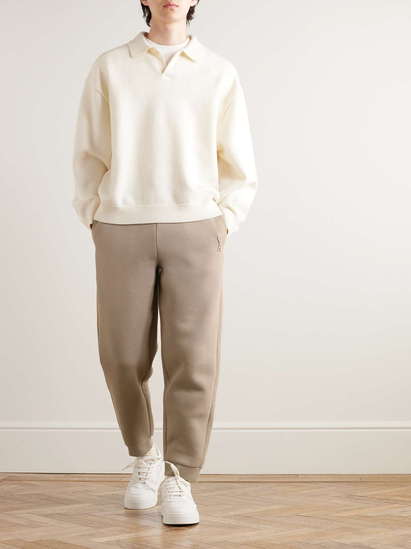 AMI Paris Tapered Logo-Embossed Cotton-Blend Sweatpants outlook