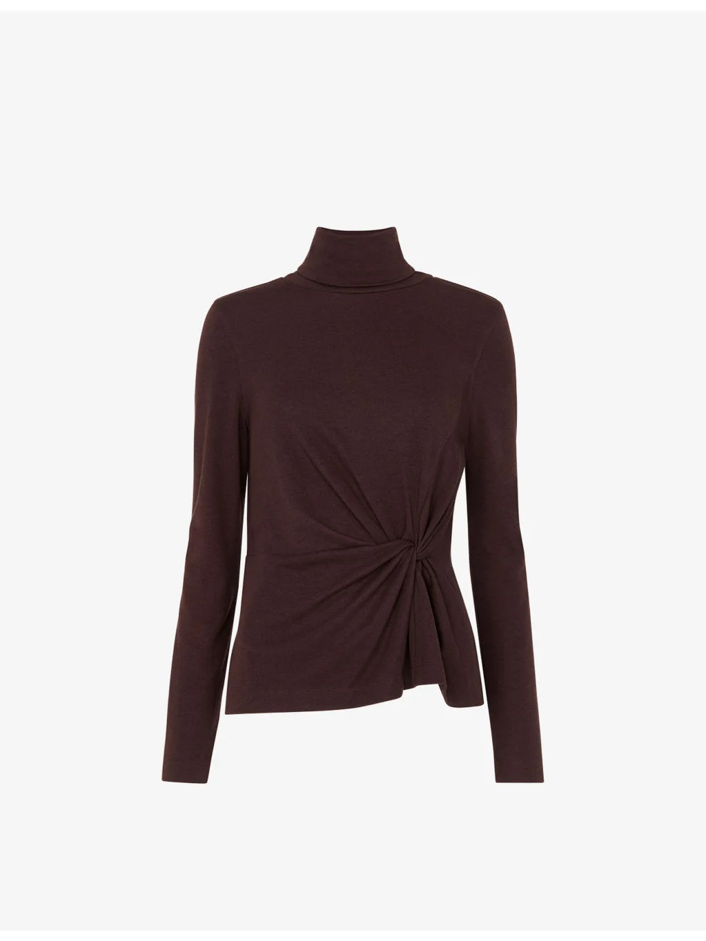Roll-Neck Twist-Front Woven Top - 1