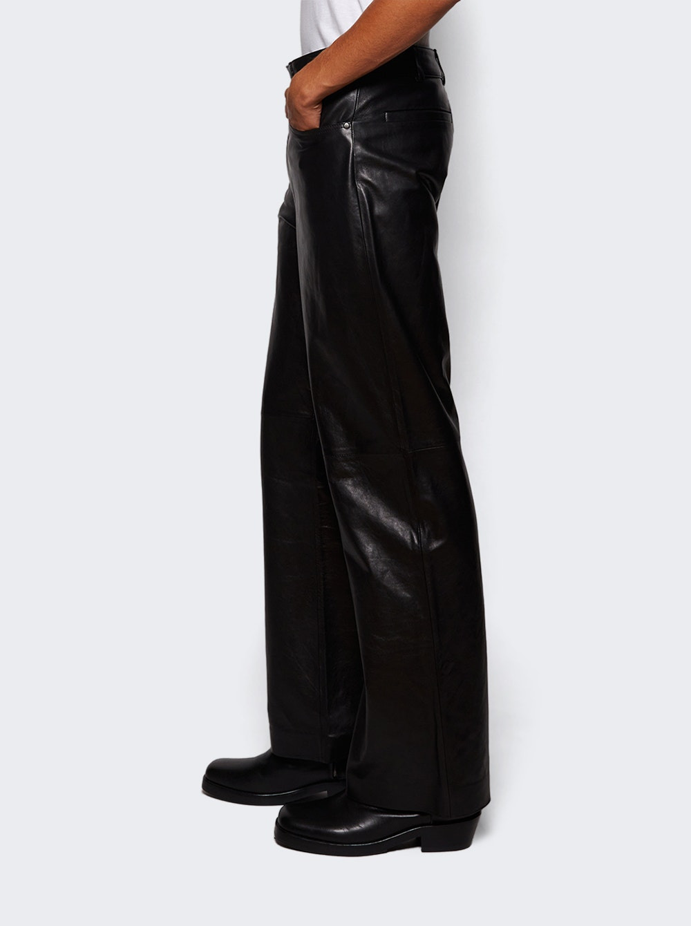 Leather Straight Leg Pant Black - 3