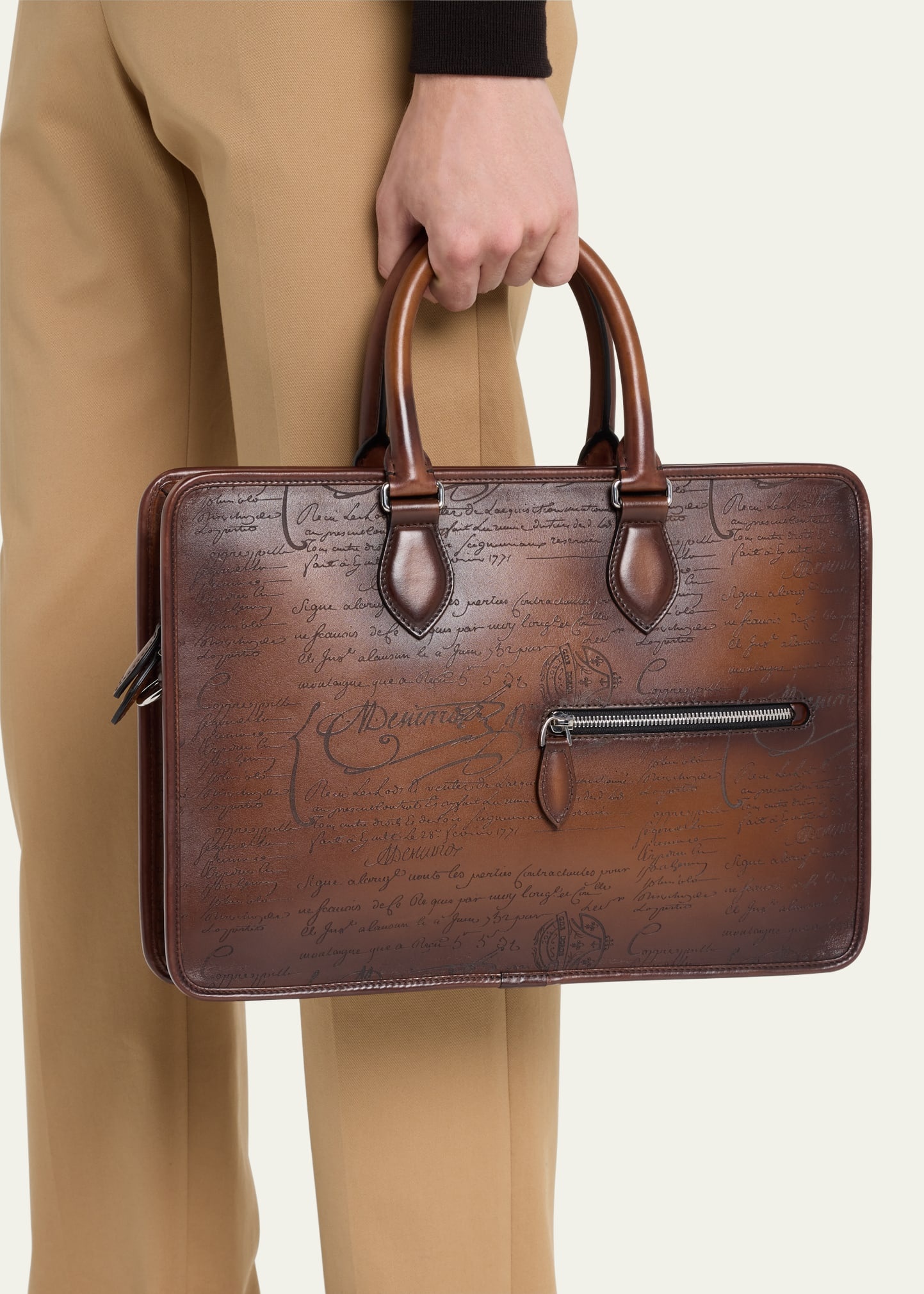 Men's Un Jour Mini Scritto Leather Briefcase - 2