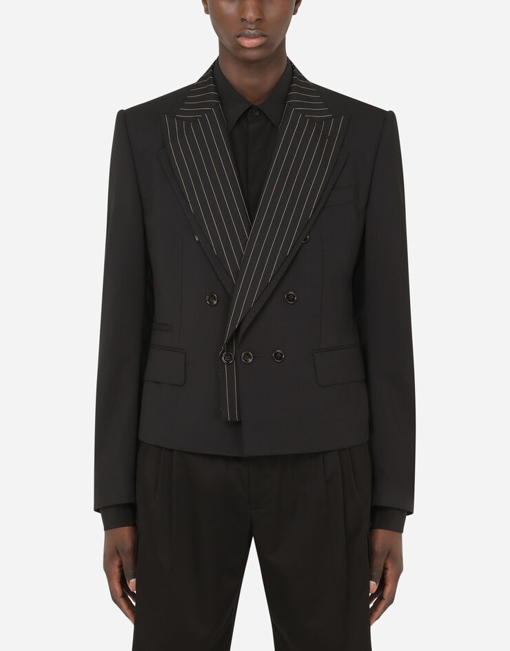 Wool Sicilia-fit jacket with contrasting pinstripe - 1