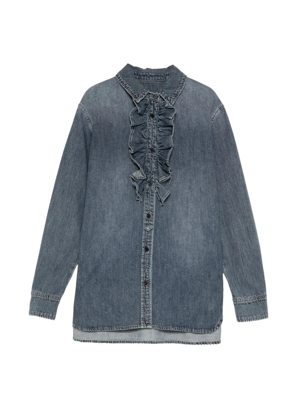 ruffled denim shirt - 1