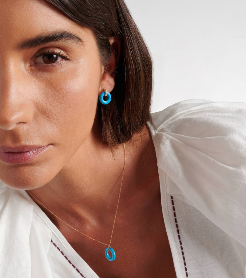 MATEO 14kt gold earrings with turquoise and diamonds outlook