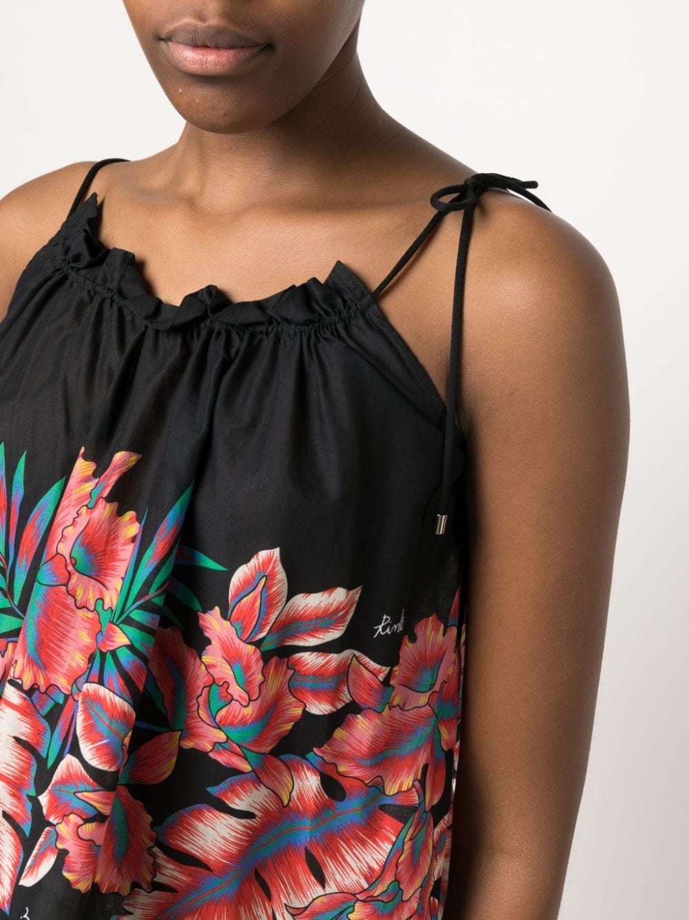 tropical-print muslin top - 5