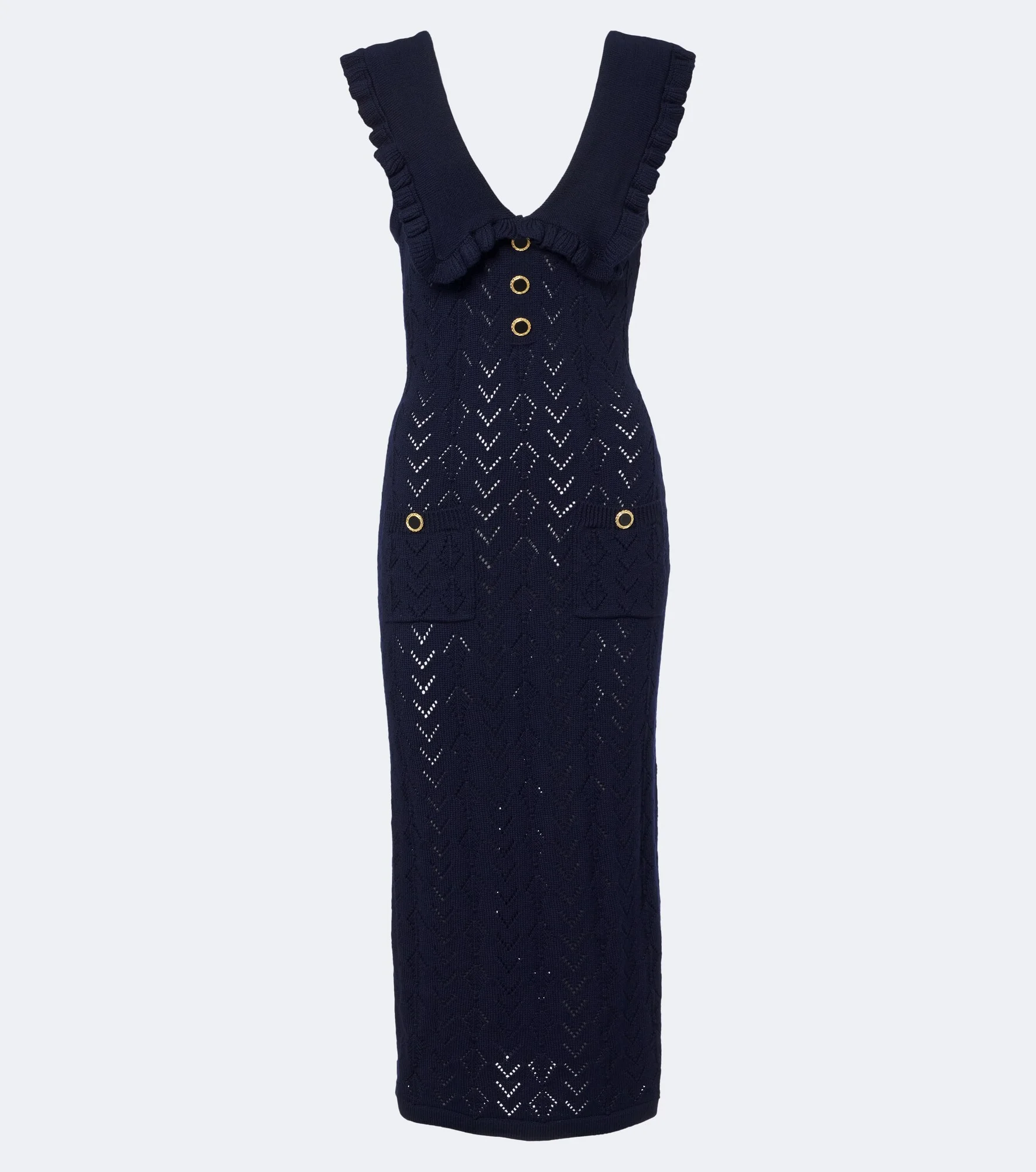 Knitted virgin wool midi dress - 1