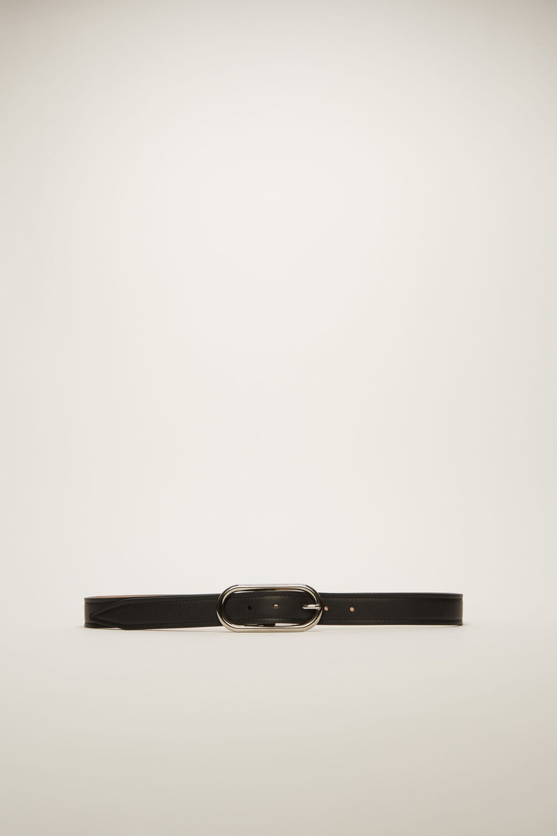 Logo-buckle leather belt black 1