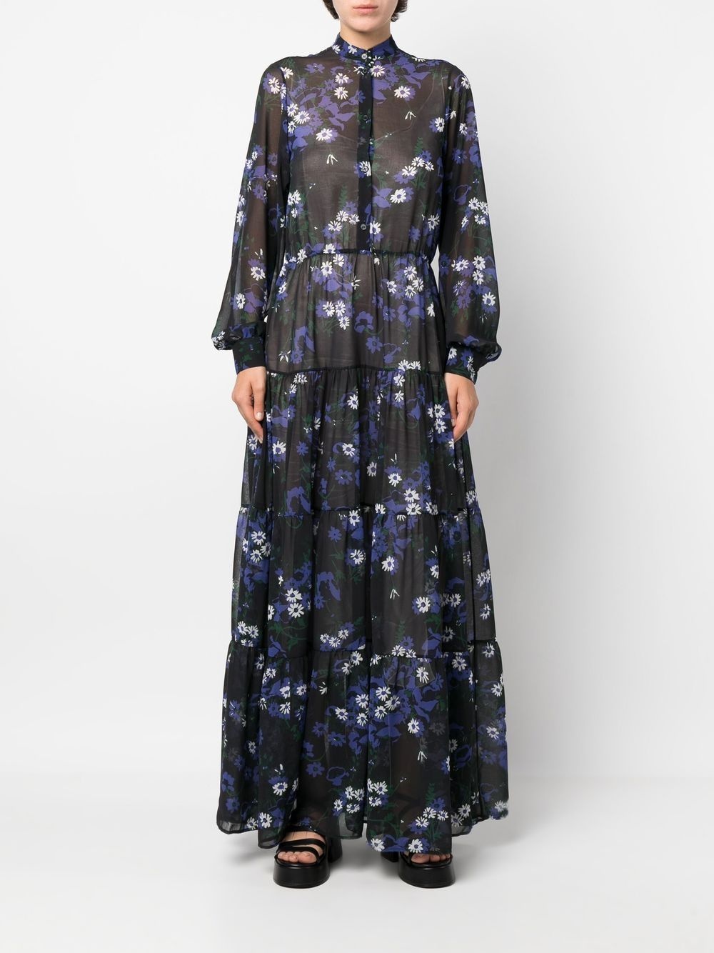 Anemone-print long-sleeve dress - 6