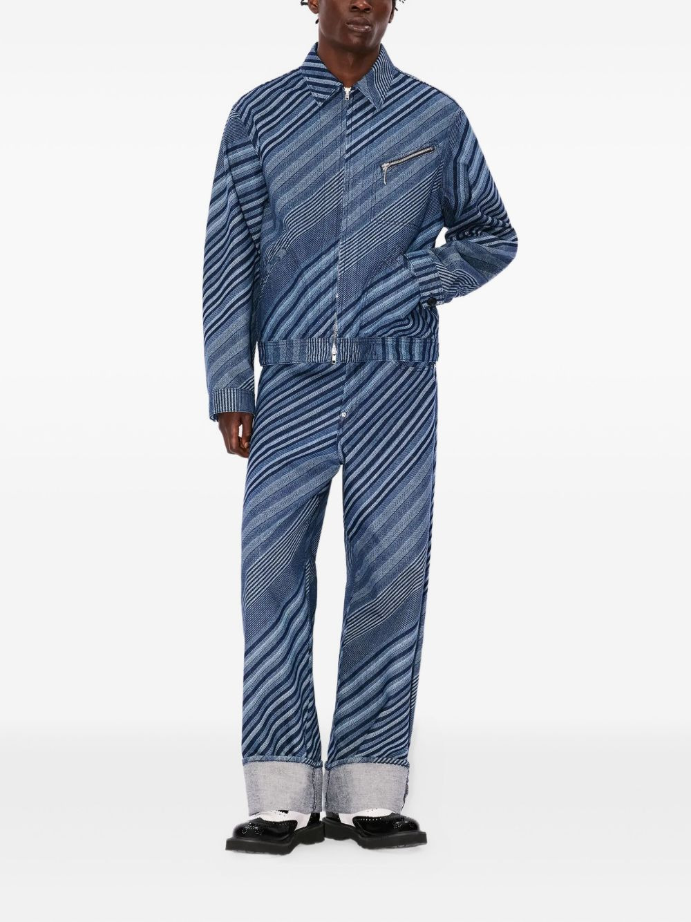 DIAGONAL STRIPE COTTON JACKET - 3