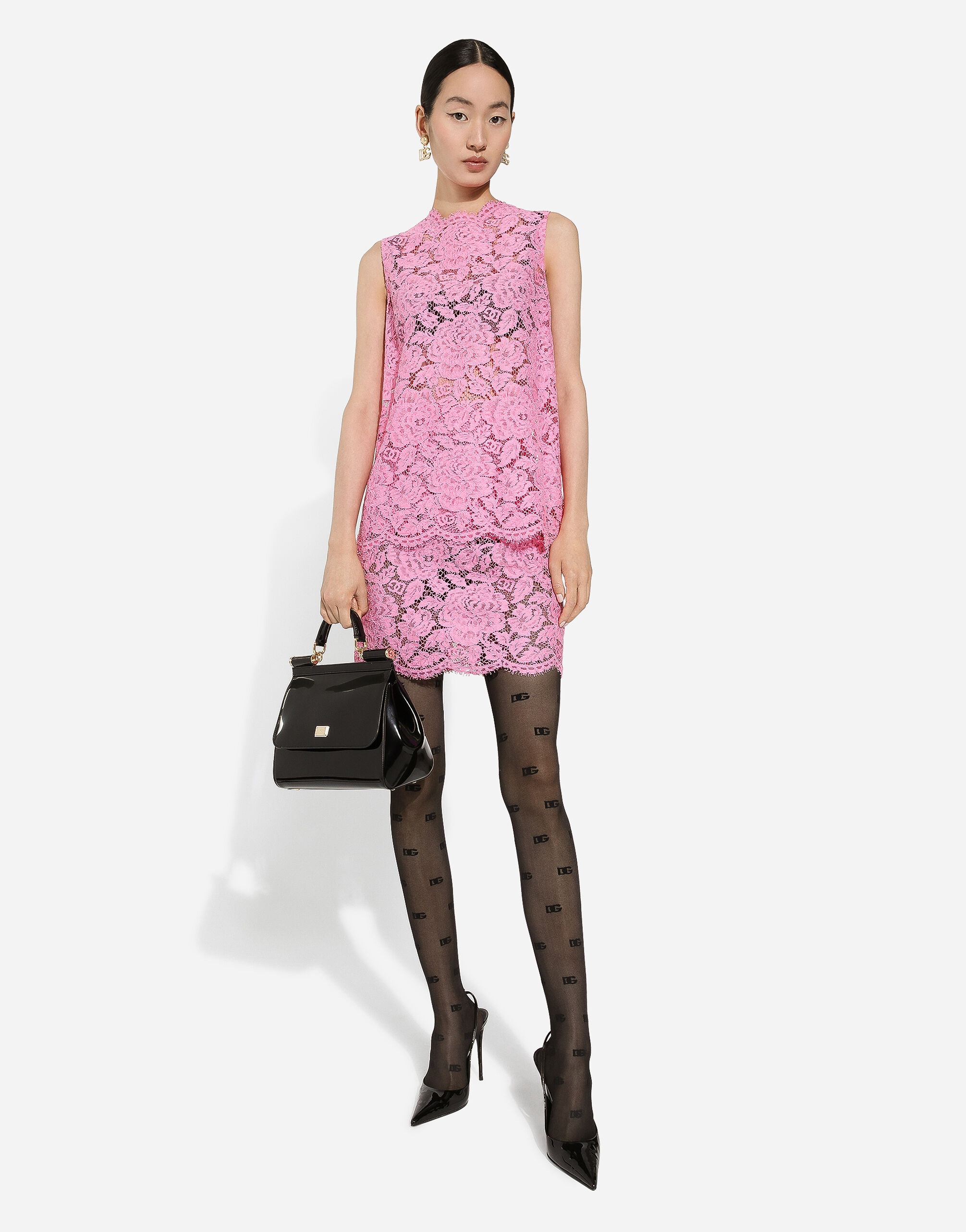 Branded floral cordonetto lace miniskirt - 5