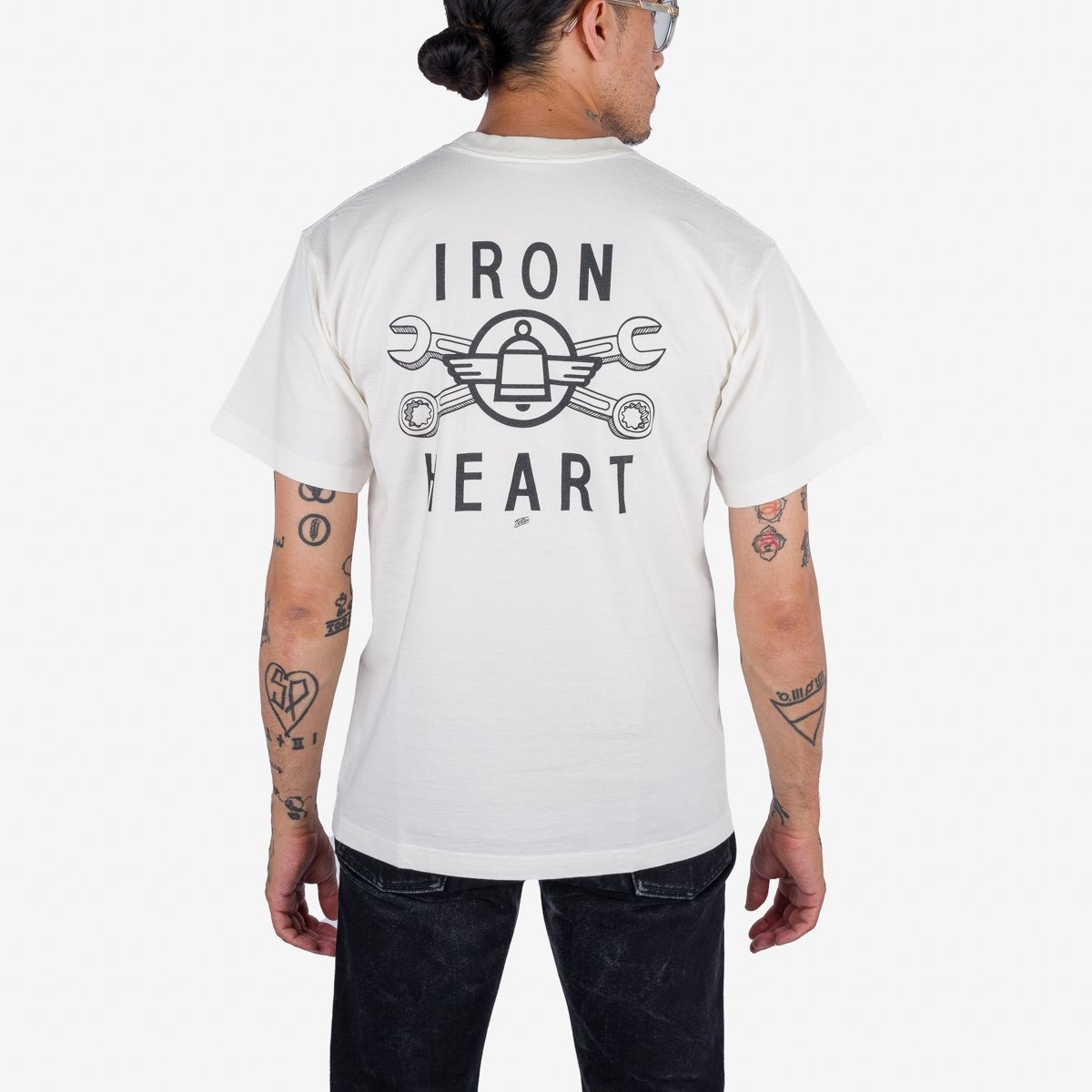 IHT-2406-WHT 7.5oz Printed Loopwheel Crew Neck T-Shirt - White - 3