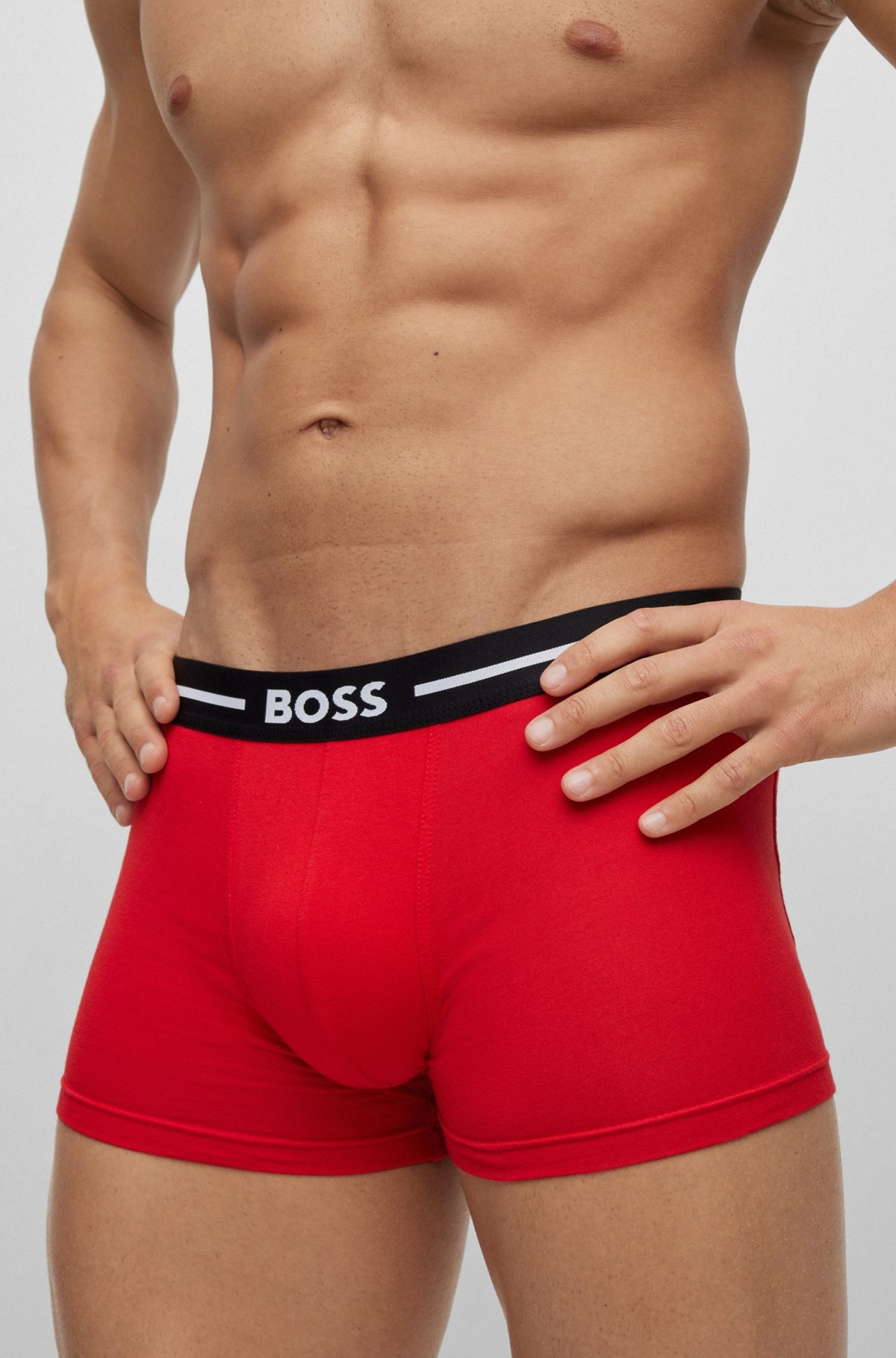 THREE-PACK OF STRETCH-COTTON TRUNKS WITH LOGO WAISTBANDS - 4