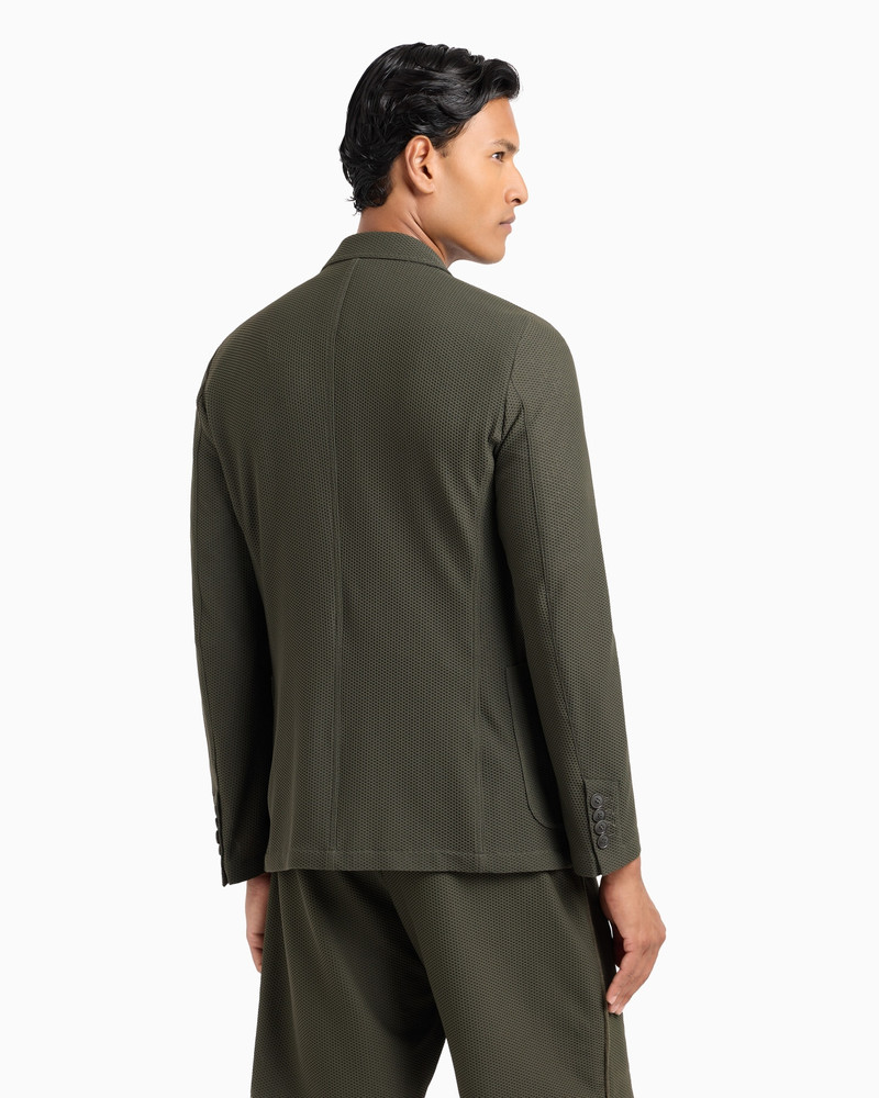 Single-breasted jacket in technical waffle fabric 3