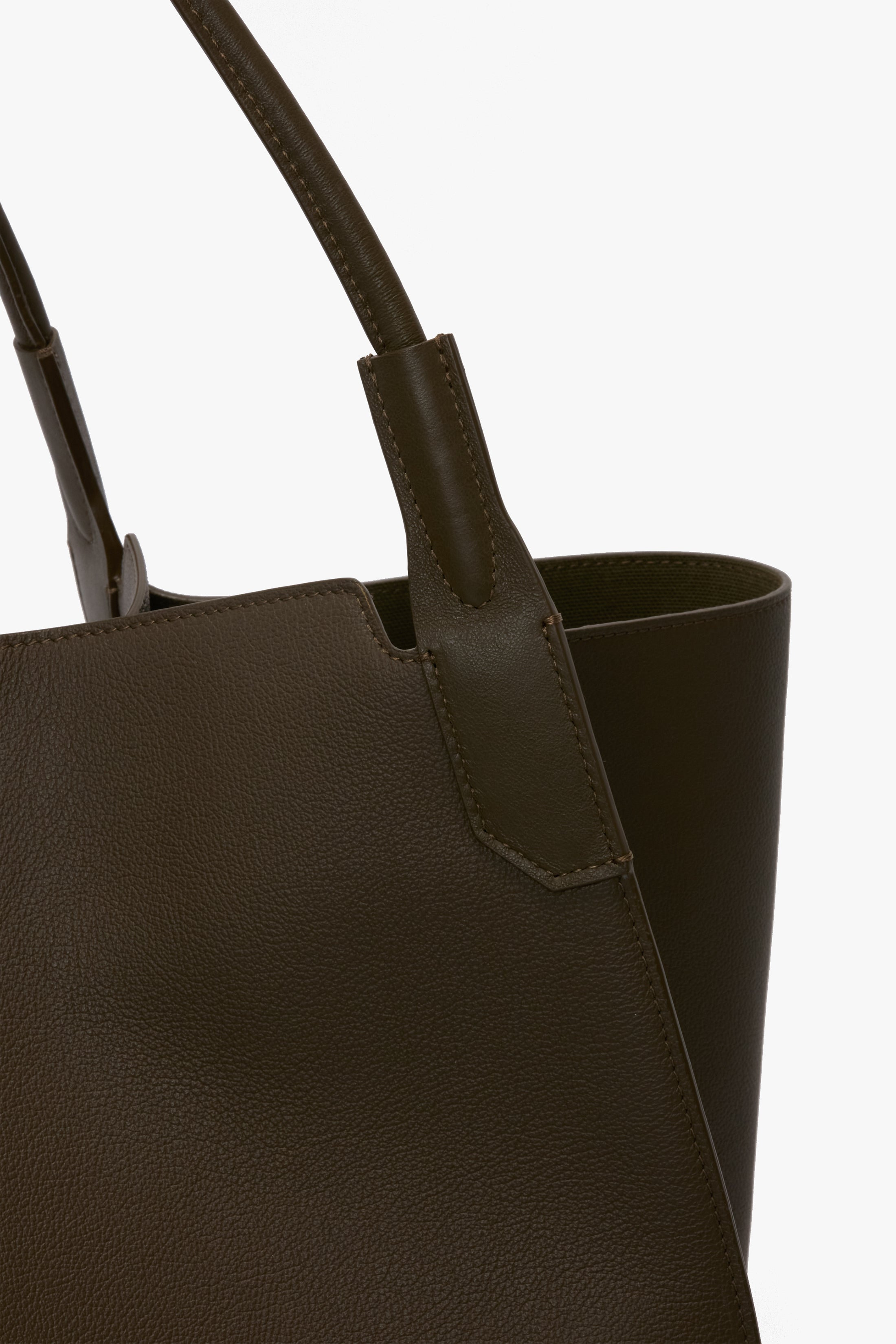 XL Victoria Tote In Khaki Soft Grained Leather - 4