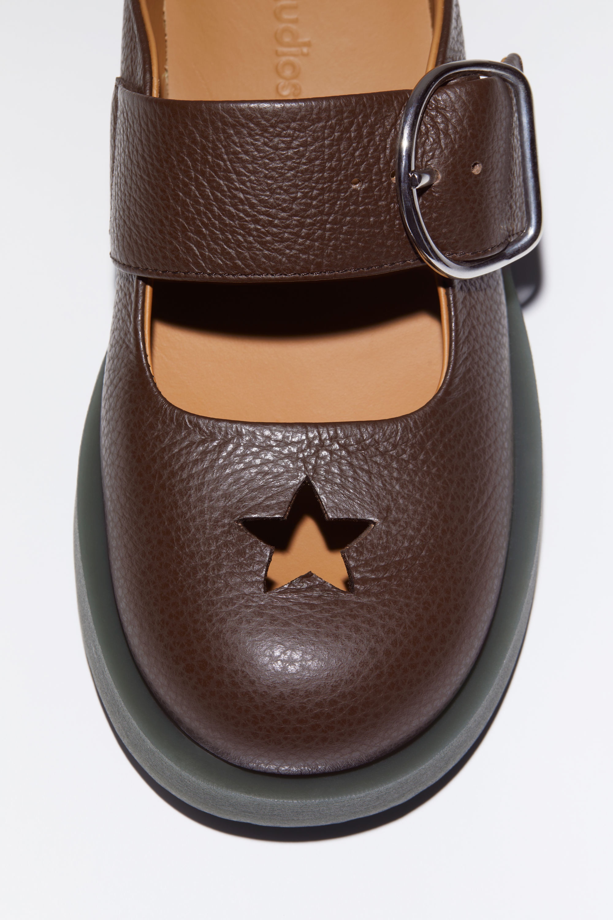 Leather mary jane mules - Brown/black - 5