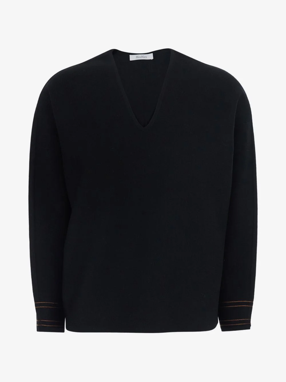 contrast-stitch V-neck sweater - 1