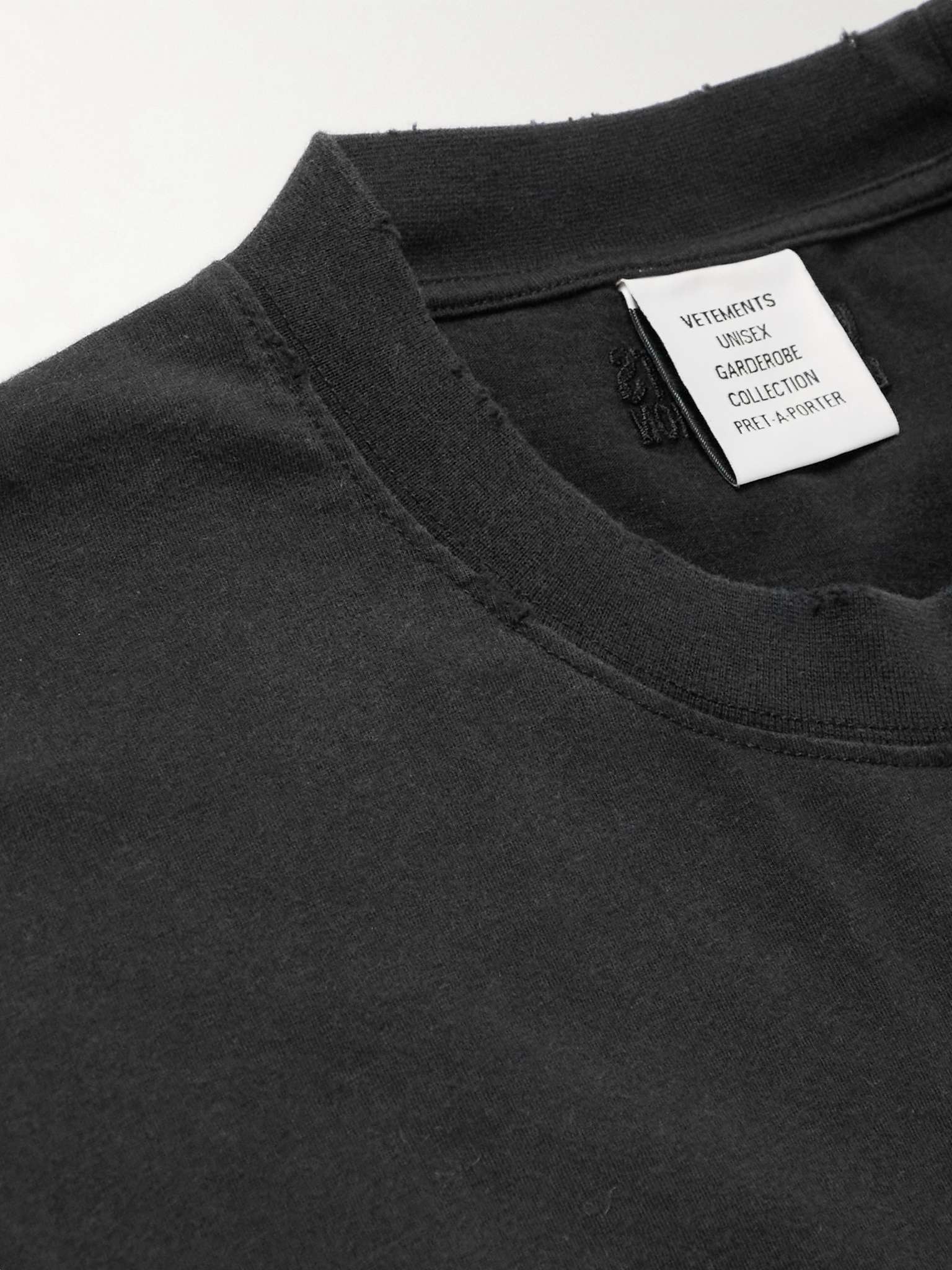 Oversized Embroidered Distressed Cotton-Jersey T-Shirt - 4