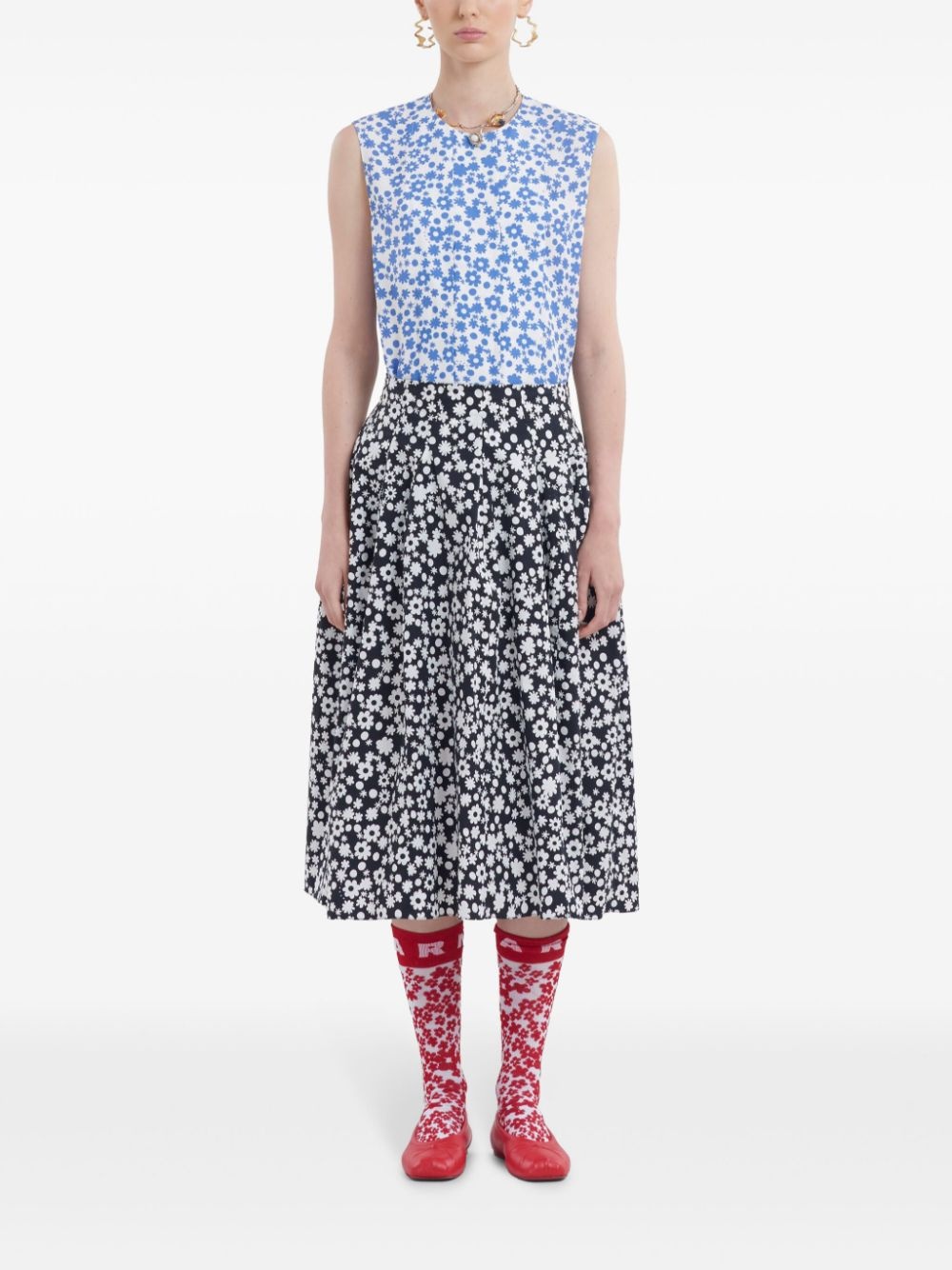 floral-print skirt - 3