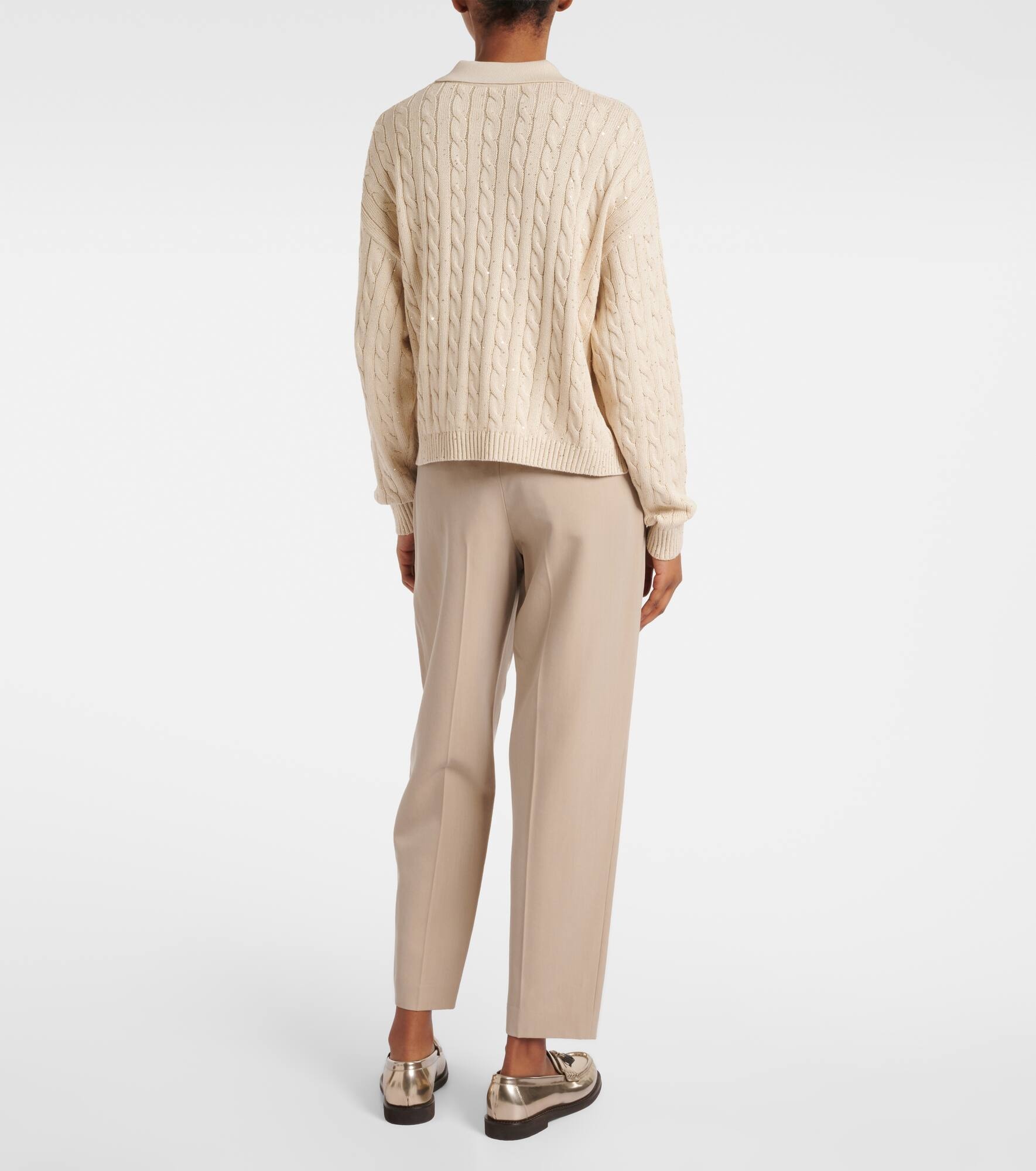 Cable-knit cotton-blend sweater - 3