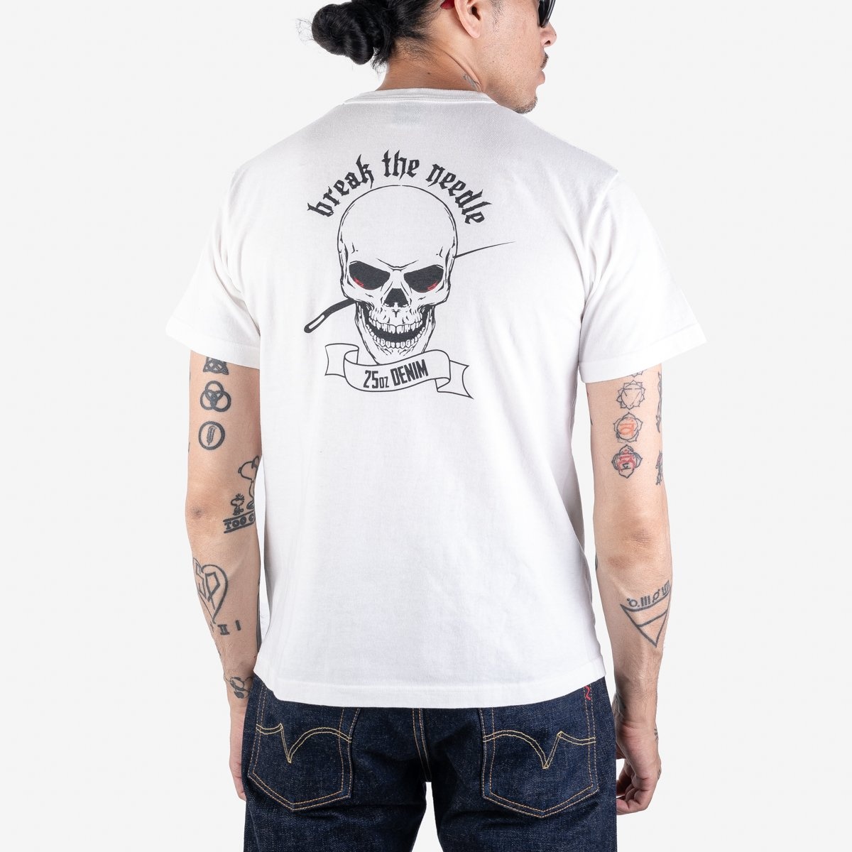 IHPT-BTN-WHT 6.5oz 'Break the Needle' Loopwheel Crew Neck T-Shirt With Longer Body - White - 2
