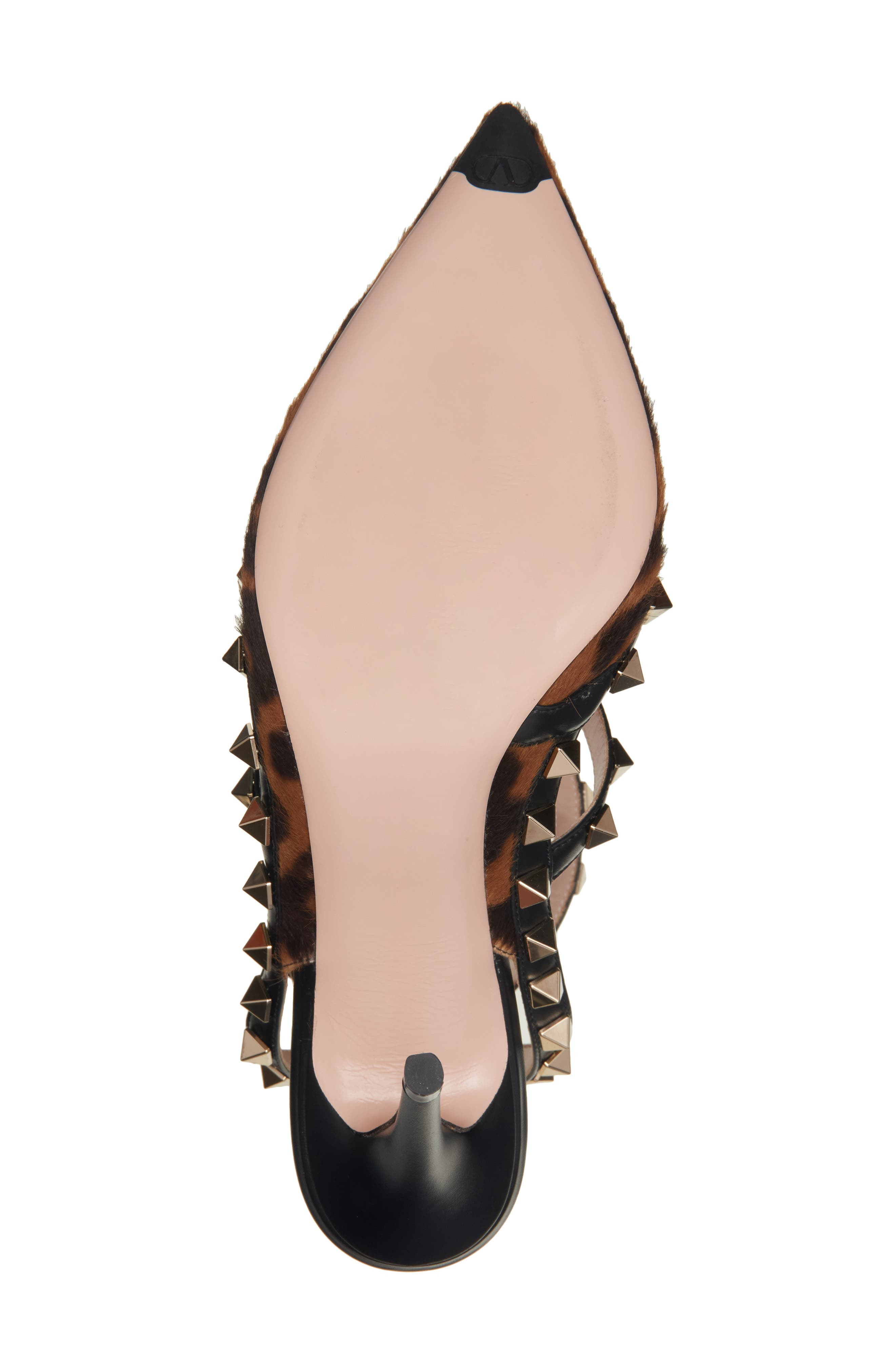 Valentino Rockstud Genuine Calf Hair Pointed Toe Pump in Moro/Nero Calf Hair at Nordstrom - 6