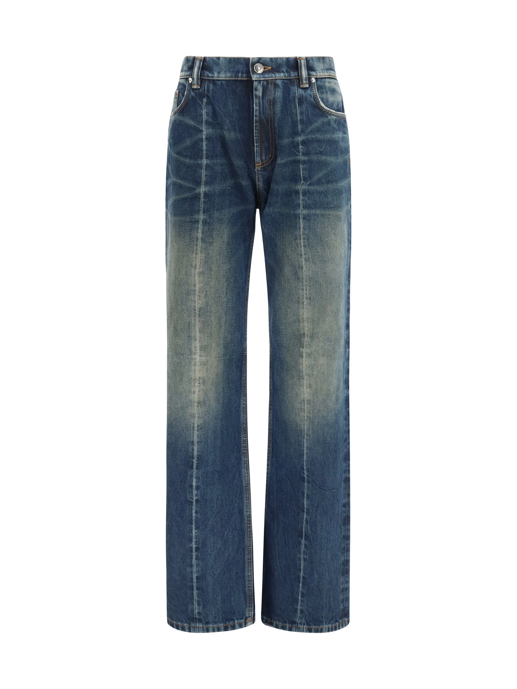 Versace Distressed Straight-leg Cotton Denim Jeans - 1