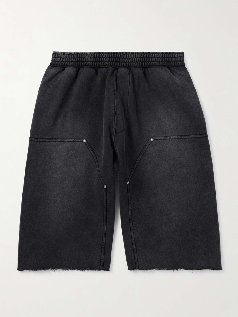Wide-Leg Frayed Cotton-Jersey 반바지 - 1