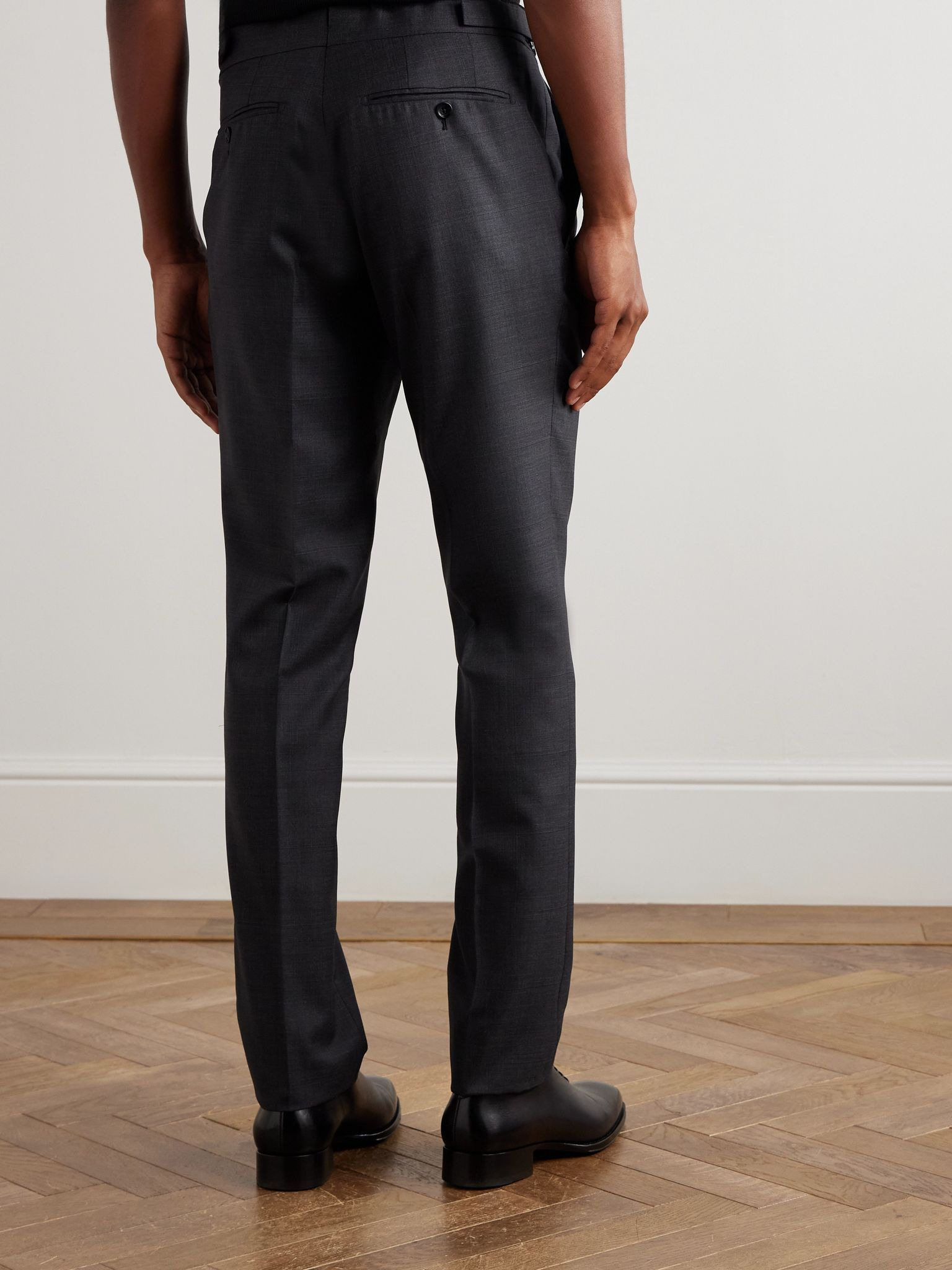Shelton Straight-Leg Wool-Flannel Trousers Gray - 4