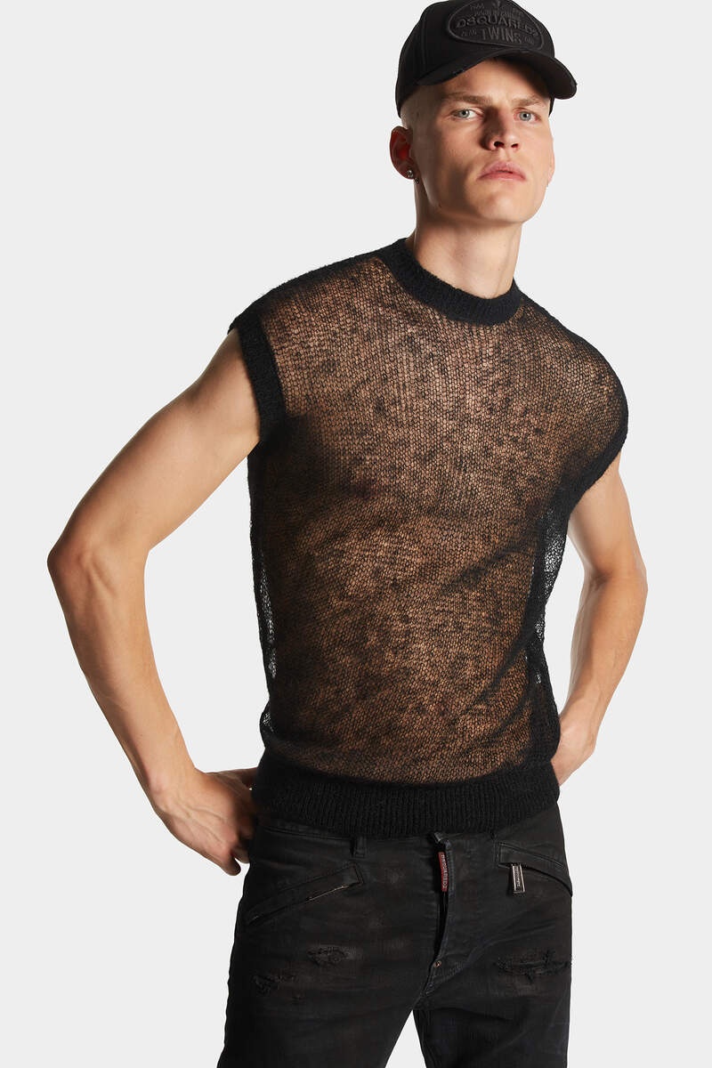SEE THROUGH KNIT VEST - 3