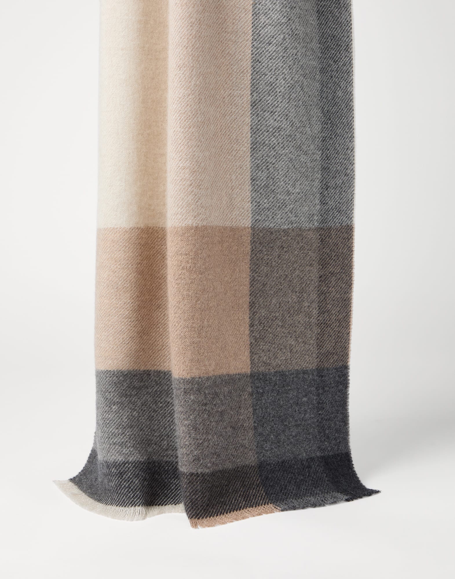 Wool and cashmere checked twill scarf - 1