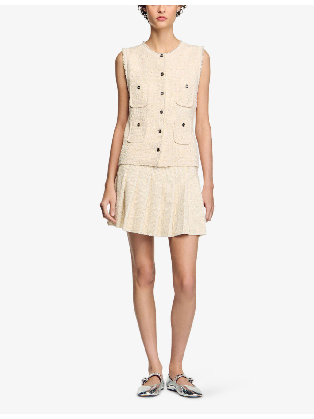 Pleated tweed mini skirt - 2