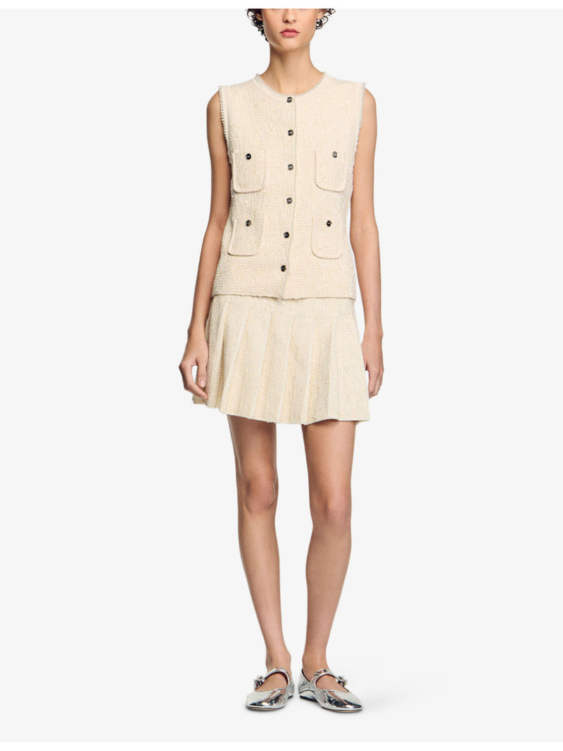 Sandro Pleated tweed mini skirt outlook