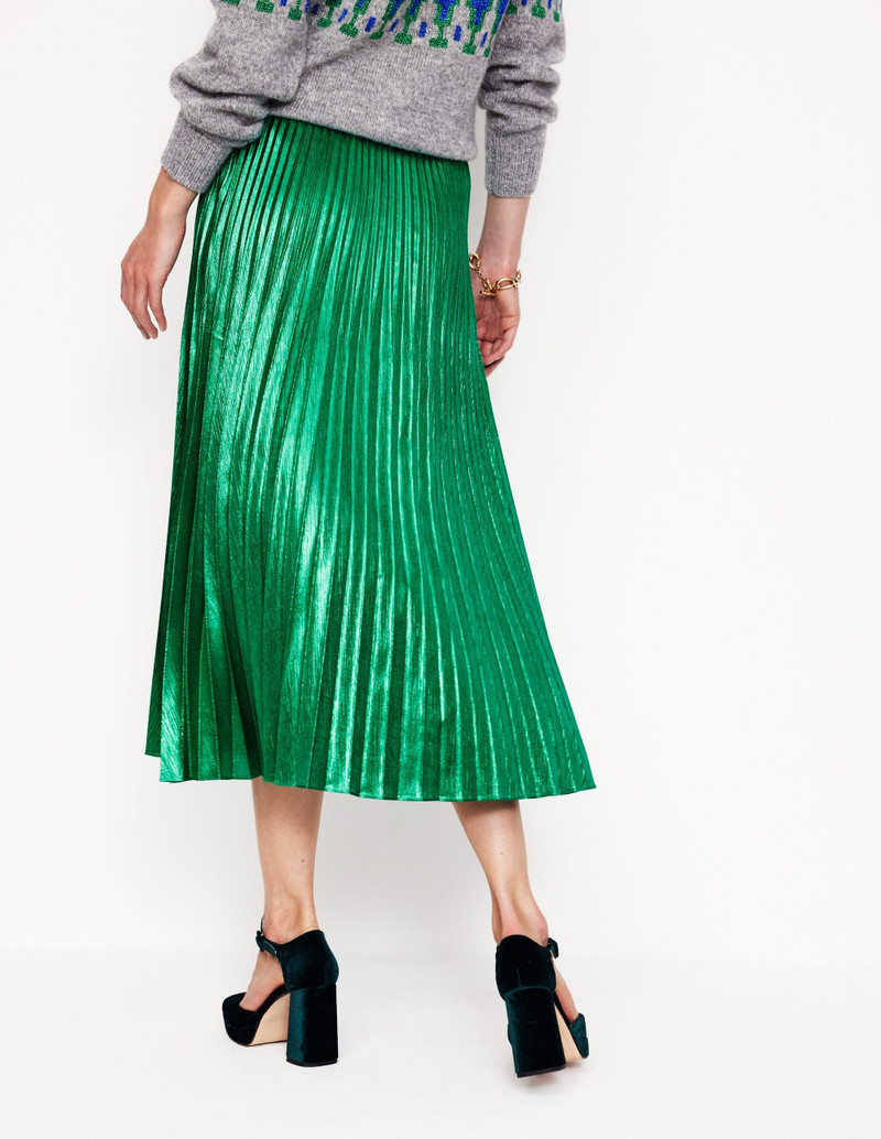 Camilla Metallic Midi Skirt-Malachite 4
