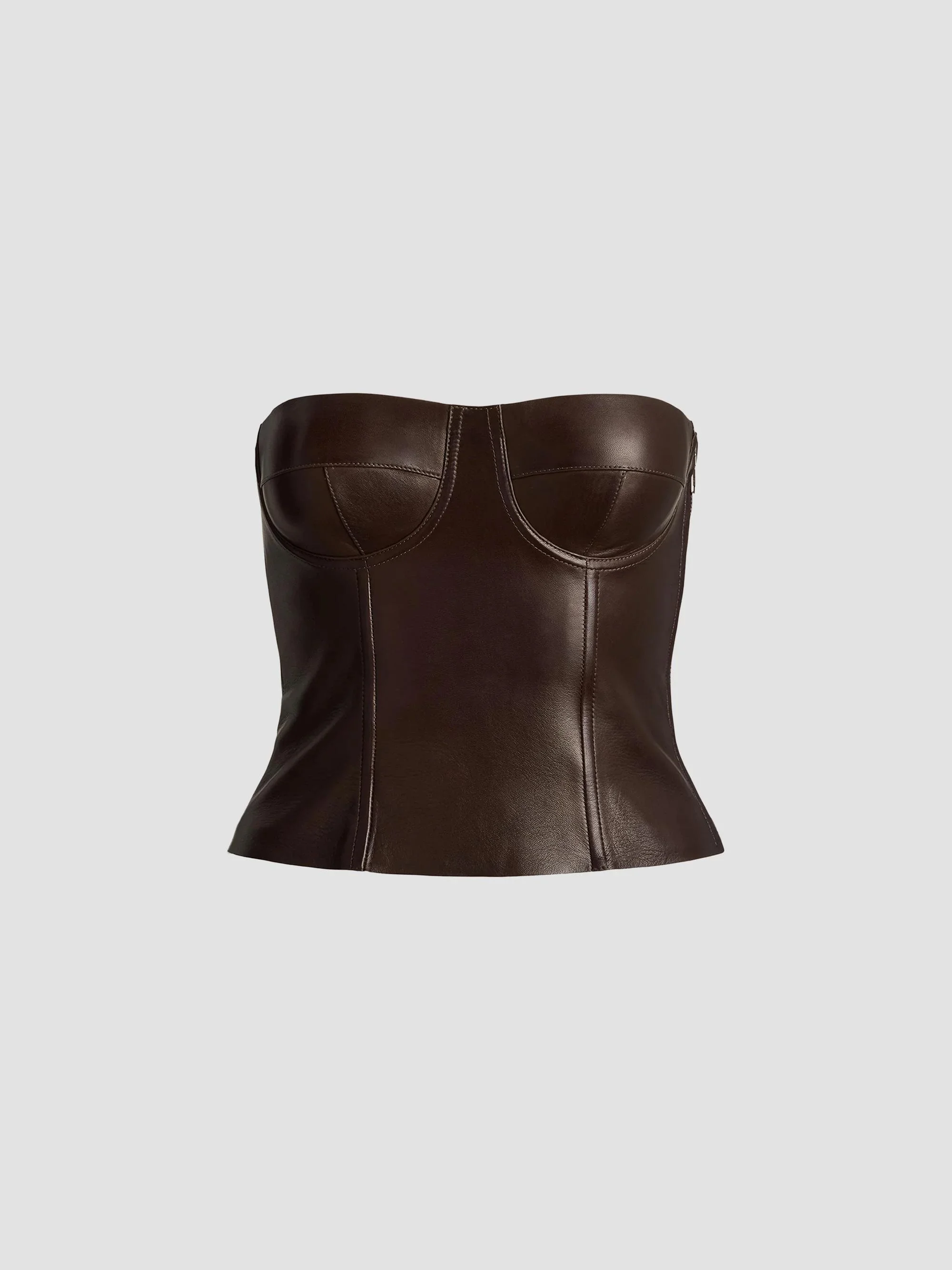 Women's Carolin Leather Bustier Top - Brown - 1