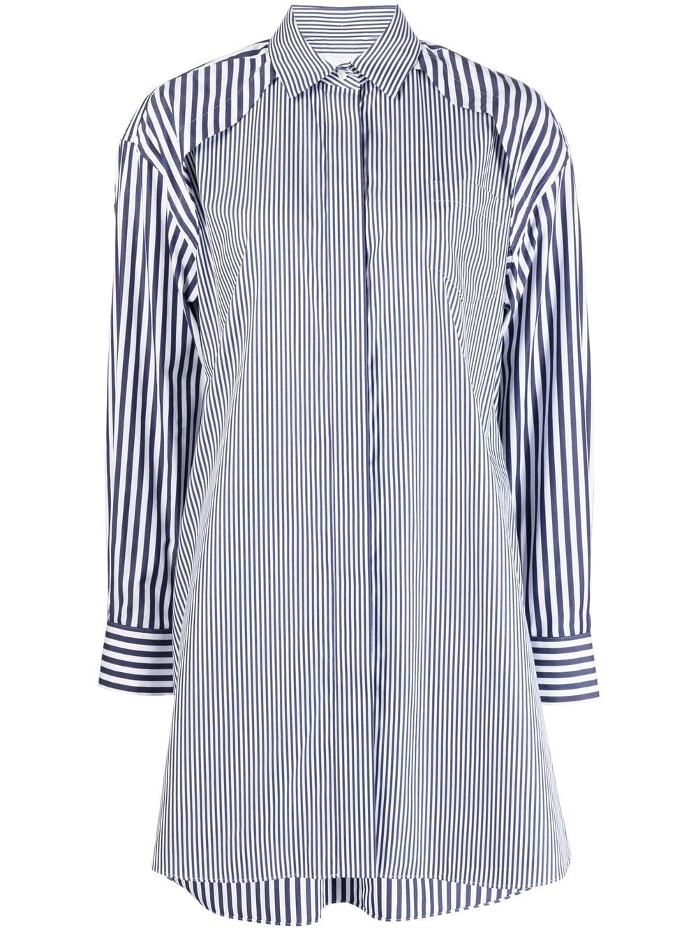 striped-panelled shirt dress - 2