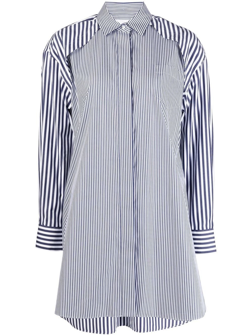 striped-panelled shirt dress - 1