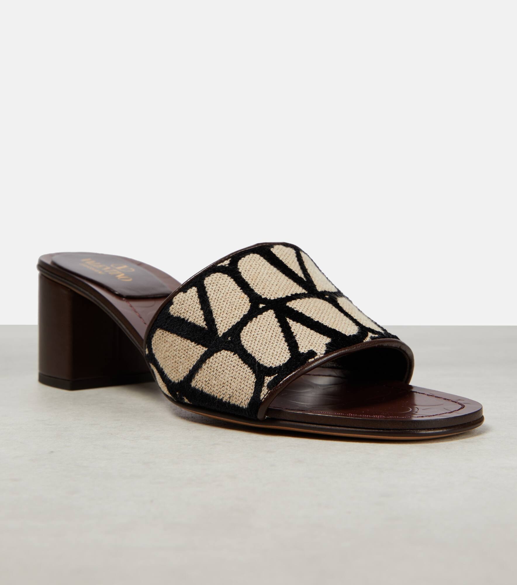 Toile Iconographe leather-trimmed mules - 6