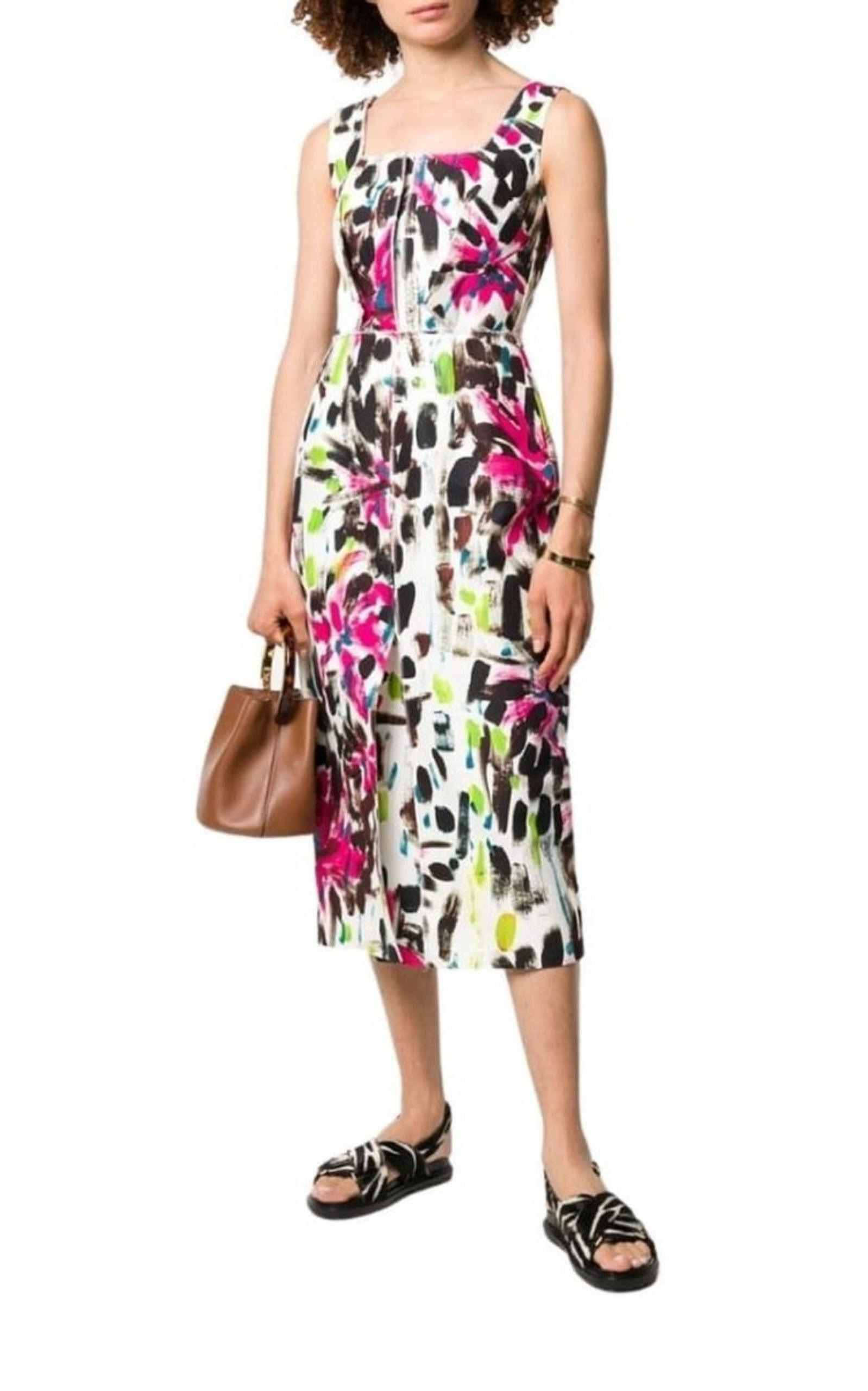 Paintbrush Print Cotton Dress - 2