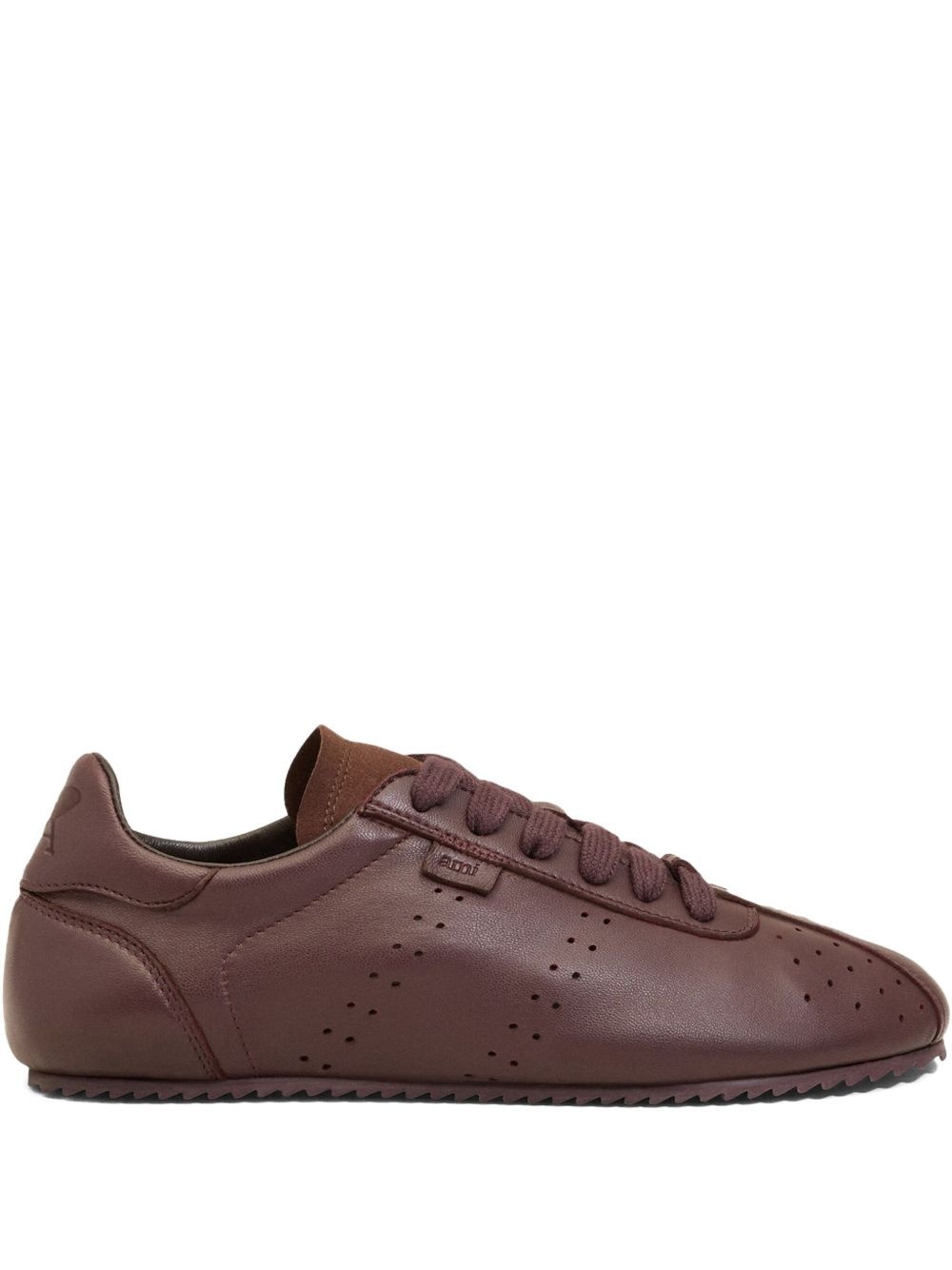perforated leather lace-up sneakers - 1