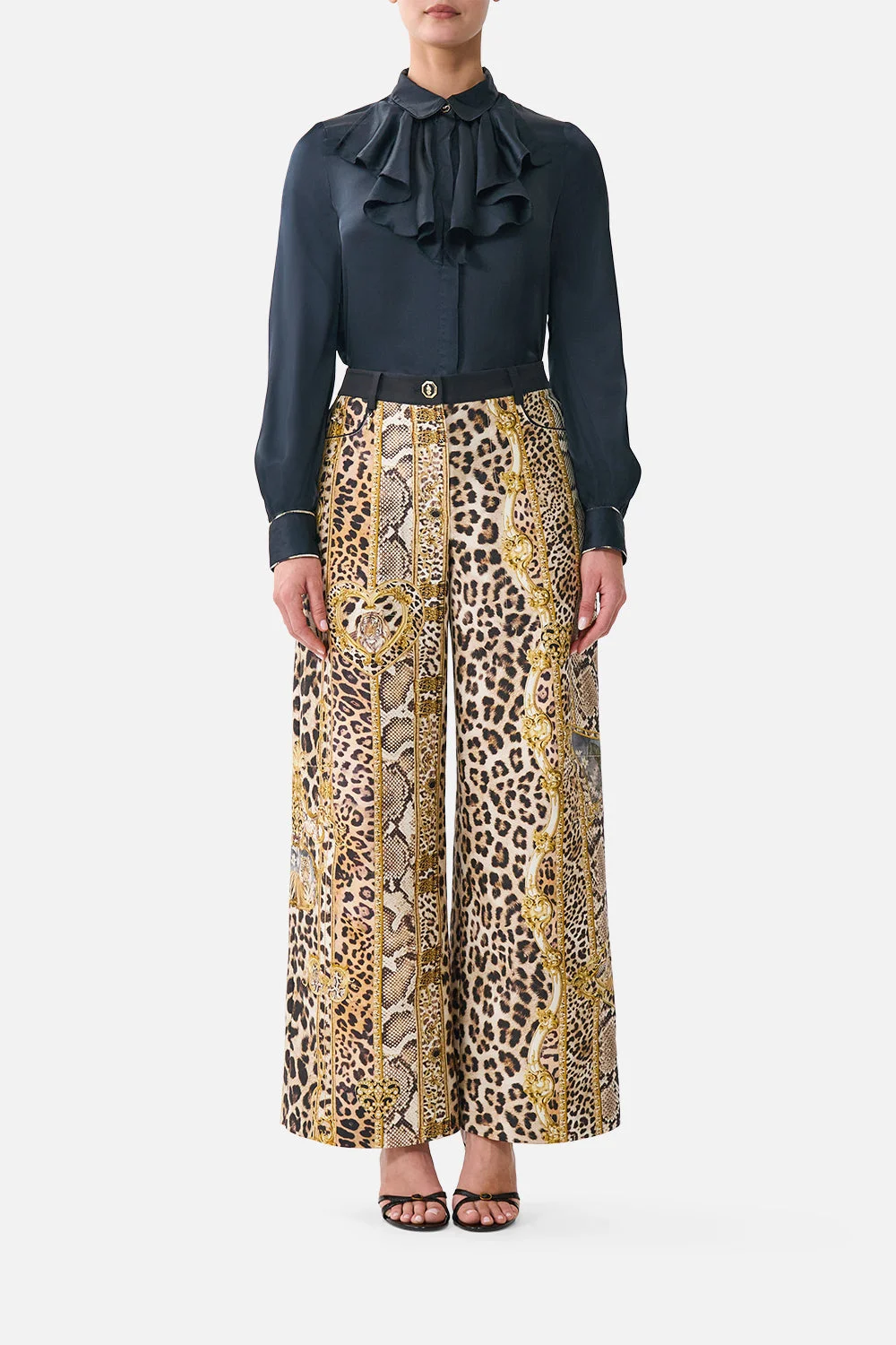RELAXED TROUSER WITH BACK YOKE LEOPARD LIBERTINE - 1