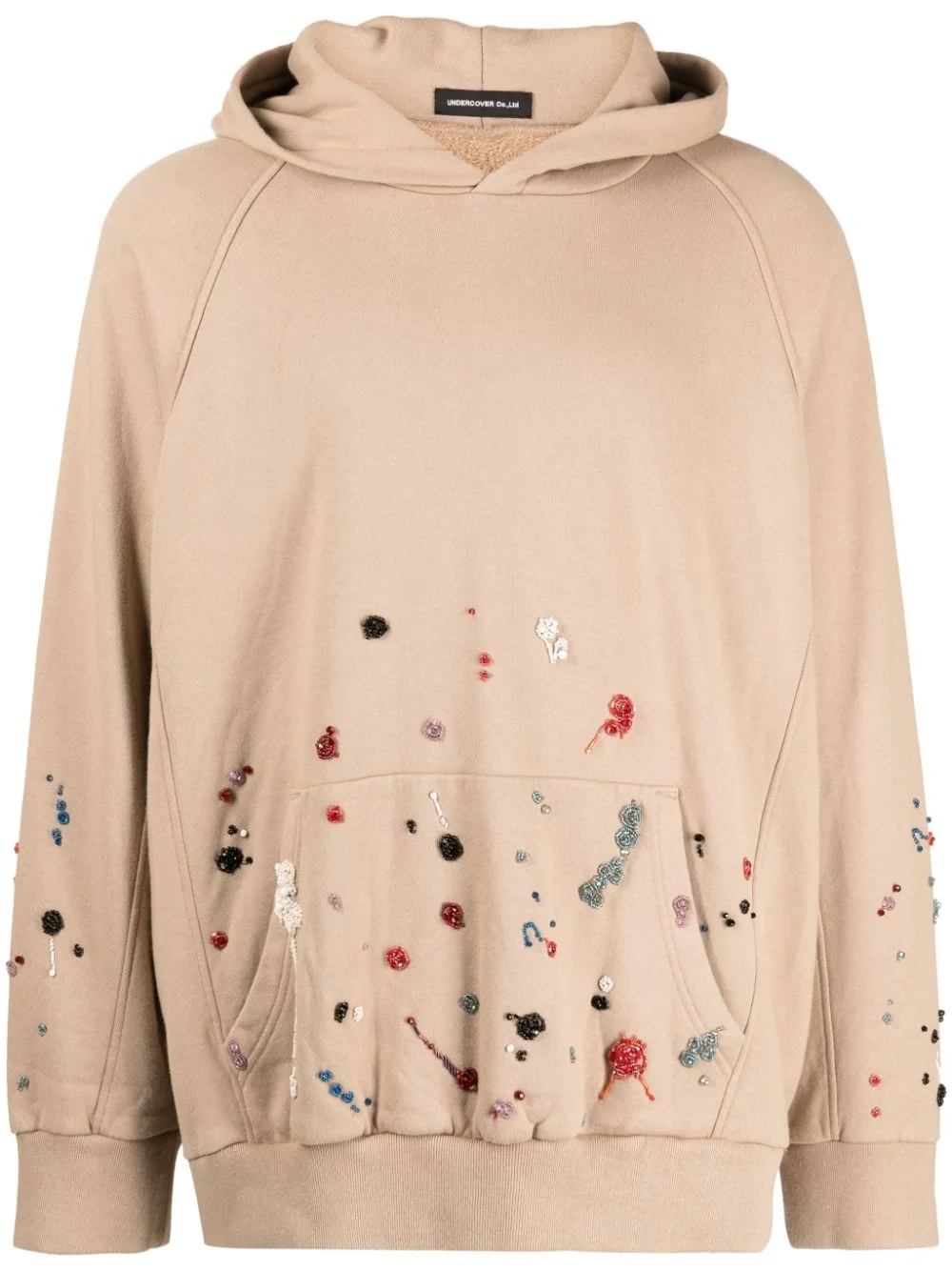 bead-embellished cotton hoodie - 1