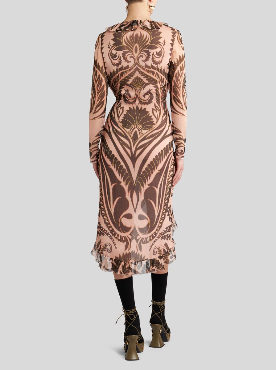 PRINTED SILK DRESS WITH RUCHING - 4
