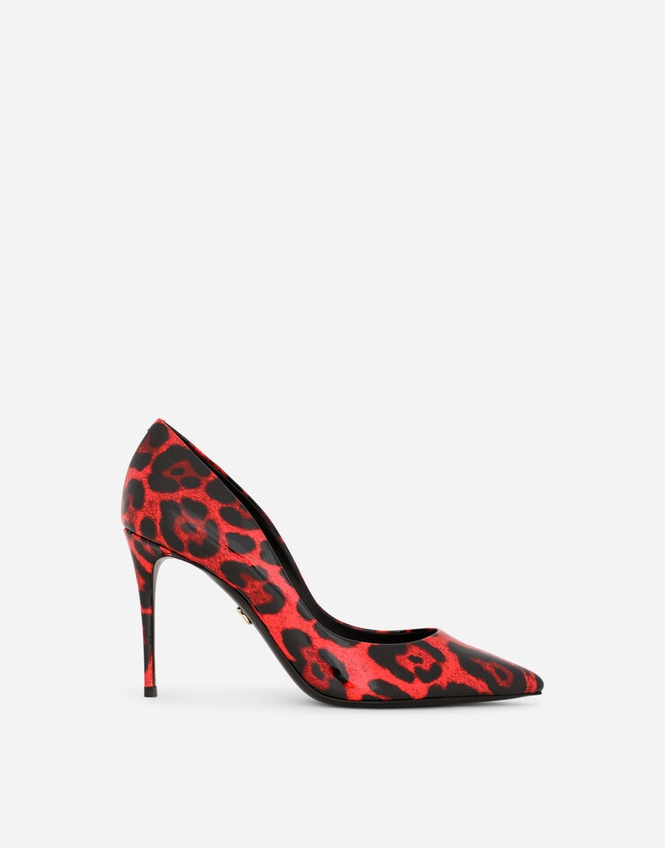 Leopard-print patent leather pumps with red base - 1