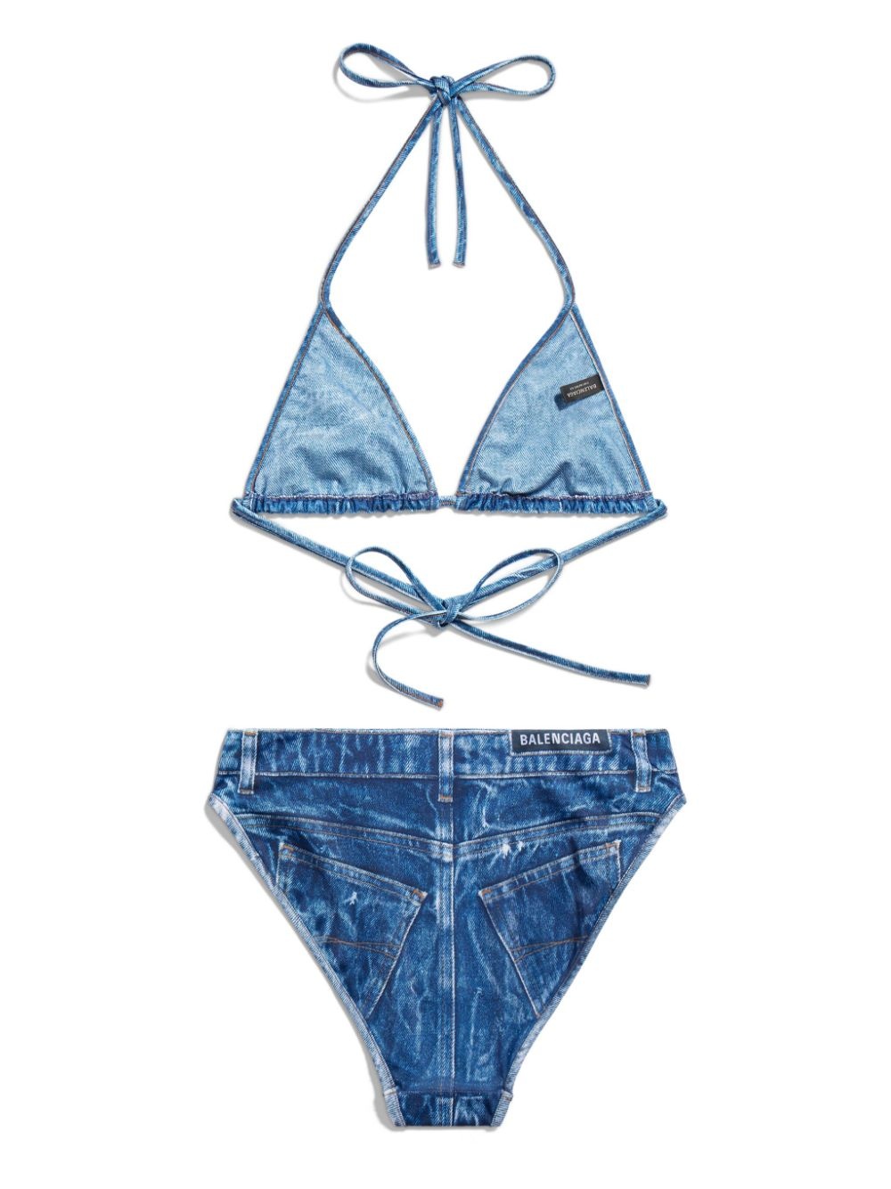 Trompe l'Oeil denim-effect bikini - 6