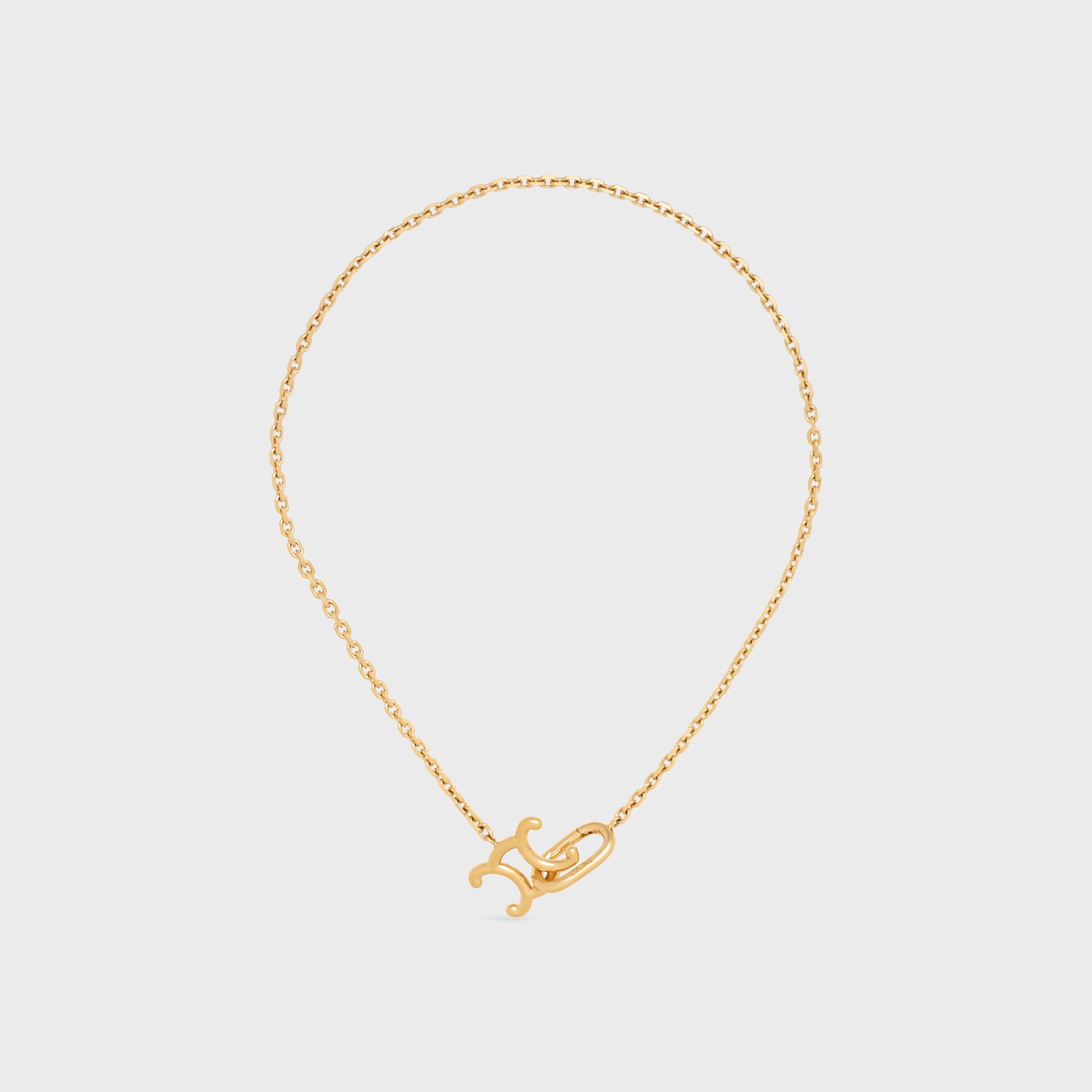 CELINE★ゴールドネックレスTriomphe lock necklace in brass CELINE Triomphe Lock Necklace in Brass with Gold Finish