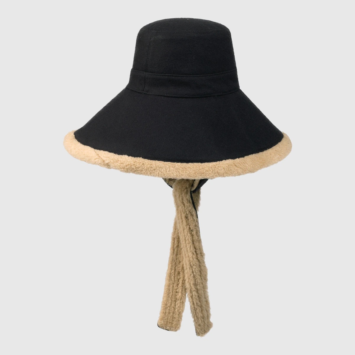 Wool and eco fur wide brim hat - 3