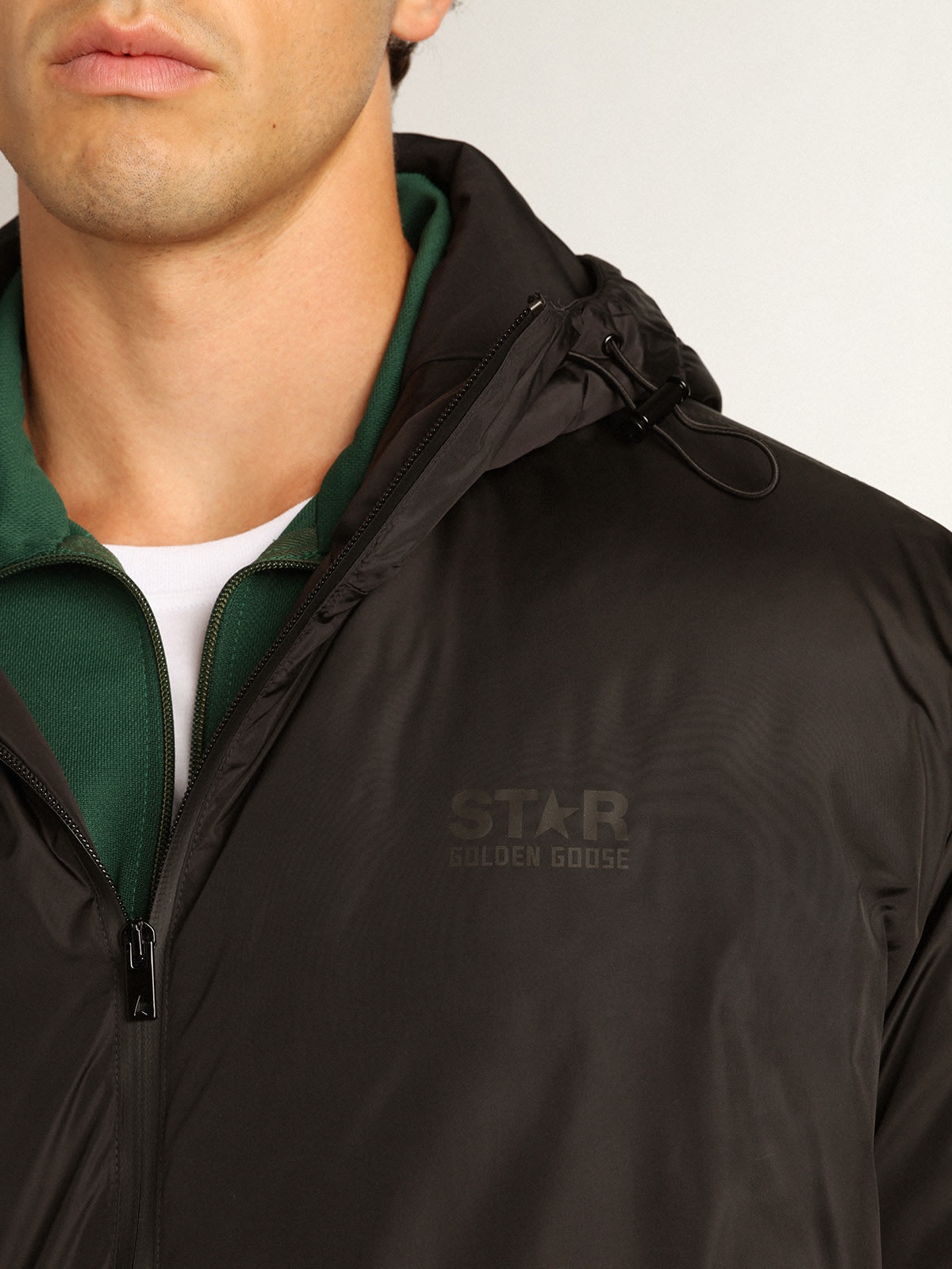 Men’s black Star Collection ankle-length hooded padded jacket - 6