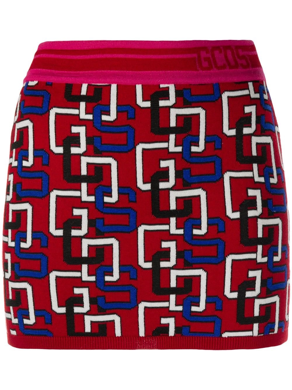 logo print knitted mini skirt - 1