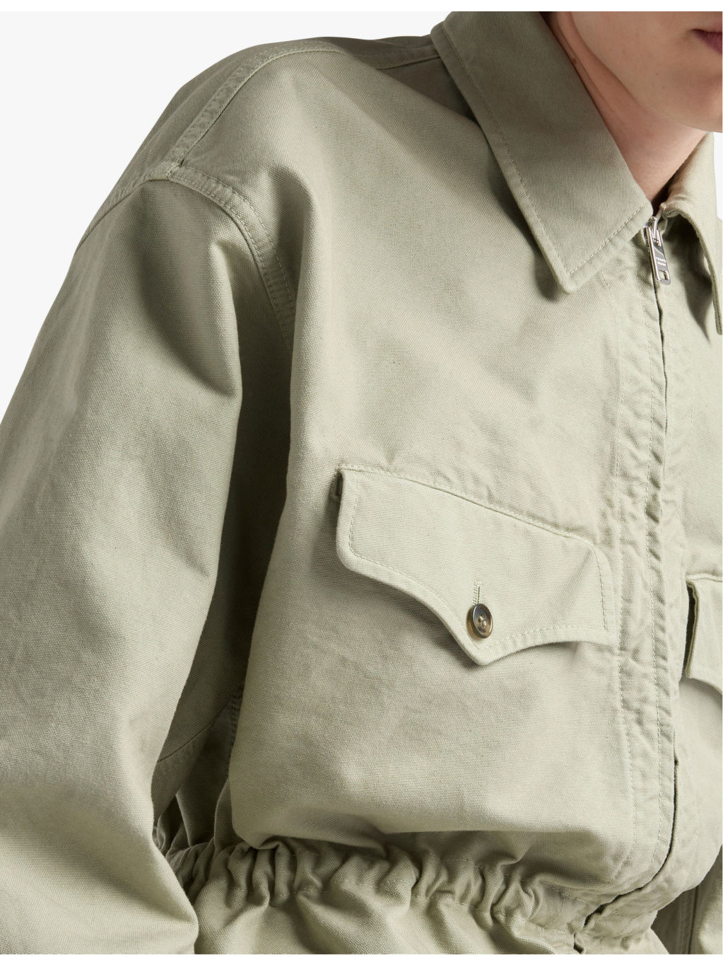 Flap-pocket drawstring-waist cotton-canvas jacket - 3