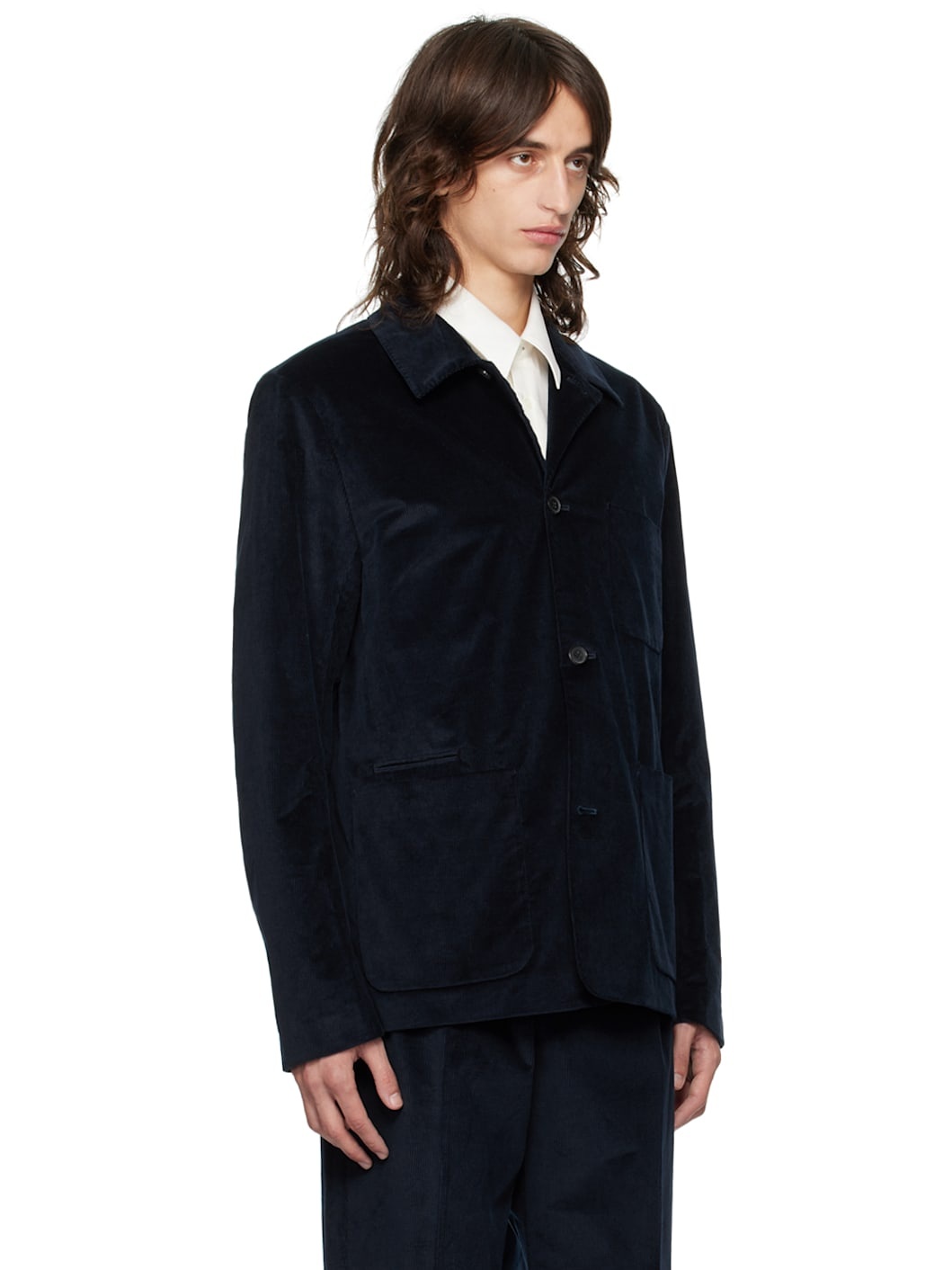 Navy Spread Collar Blazer - 2